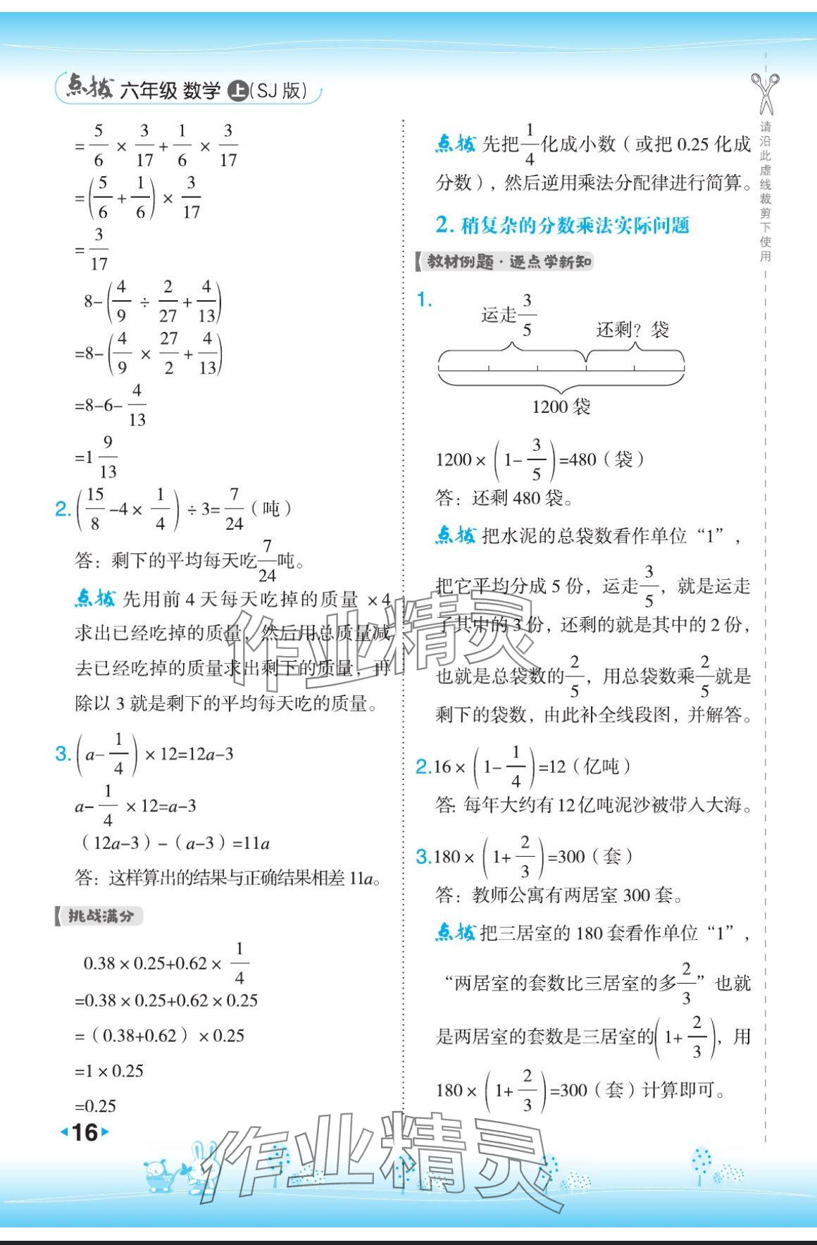 2024年特高級教師點撥六年級數(shù)學(xué)上冊蘇教版 參考答案第16頁