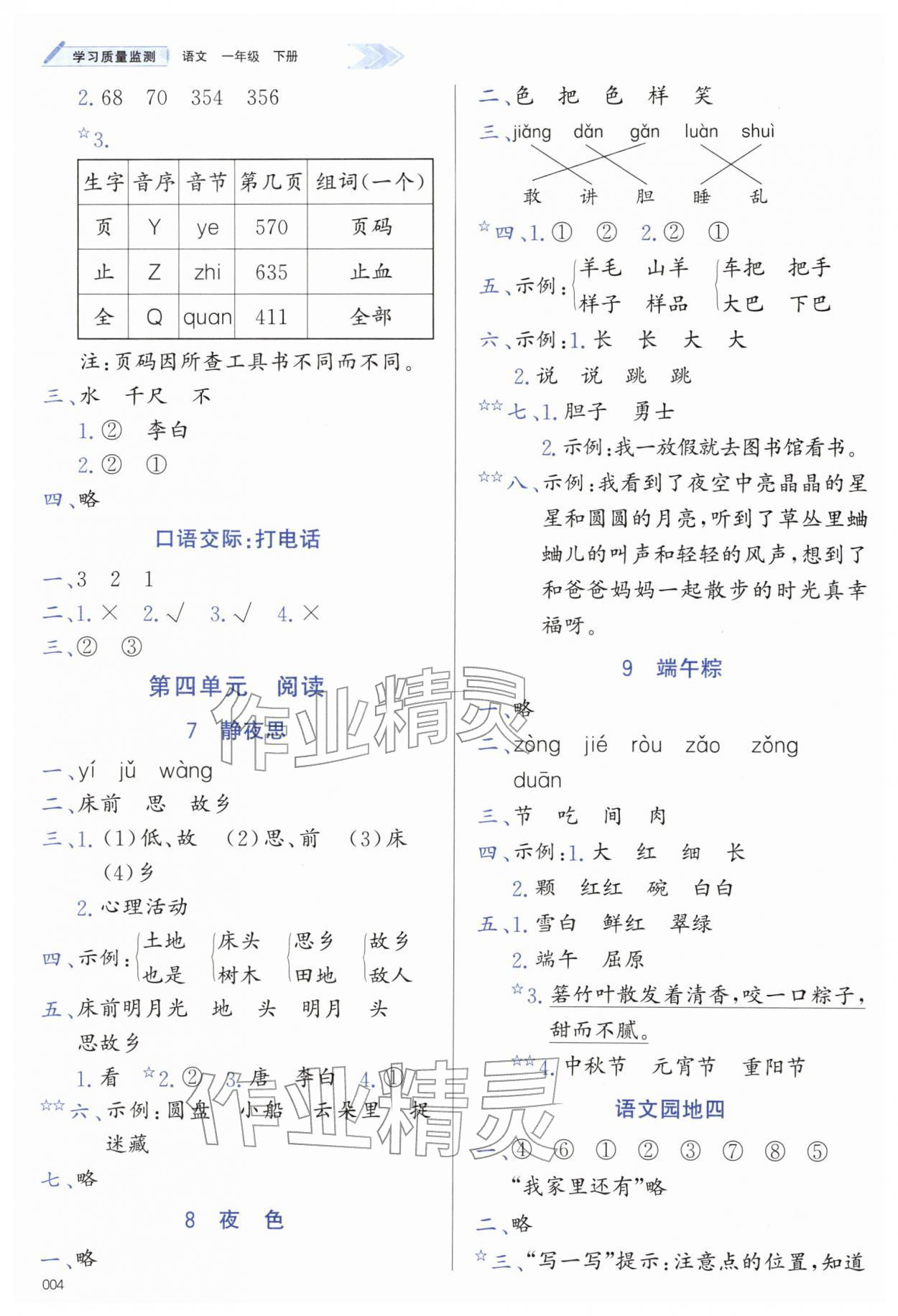2026年学习质量监测一年级语文下册人教版&nbsp;第4页