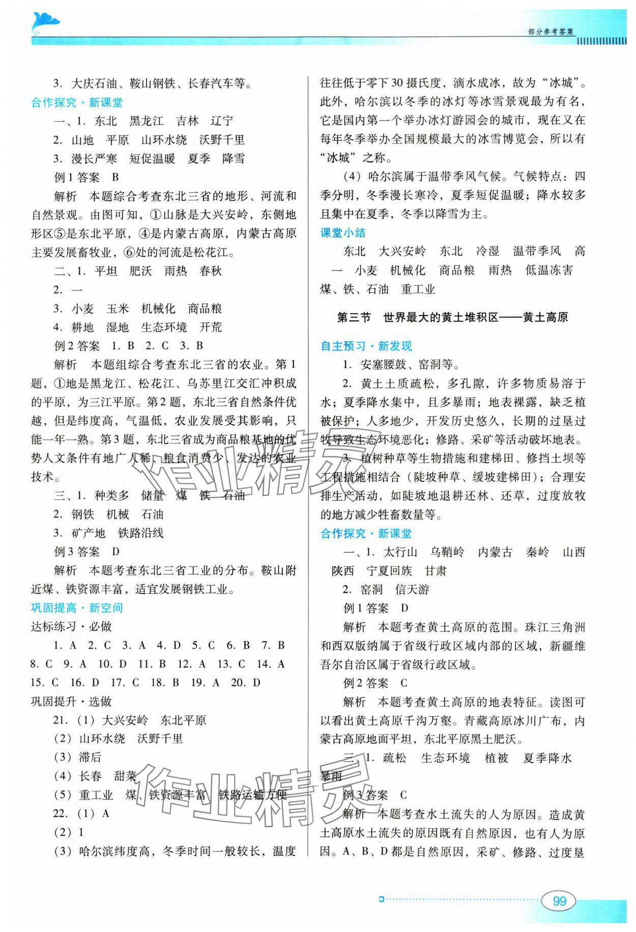 2025年南方新課堂金牌學(xué)案八年級地理下冊人教版 參考答案第3頁