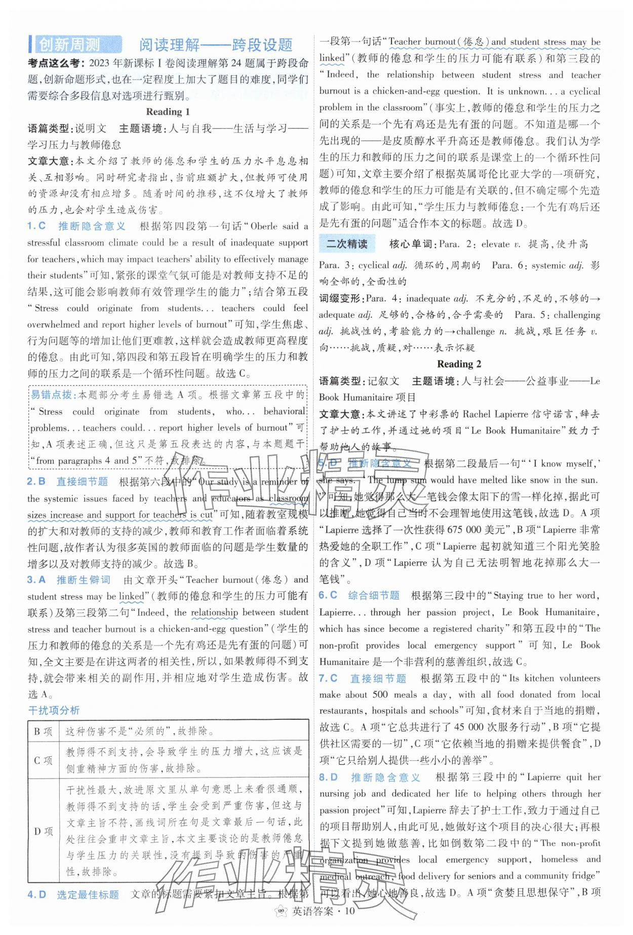 2025年考點集訓45天高中英語 參考答案第10頁