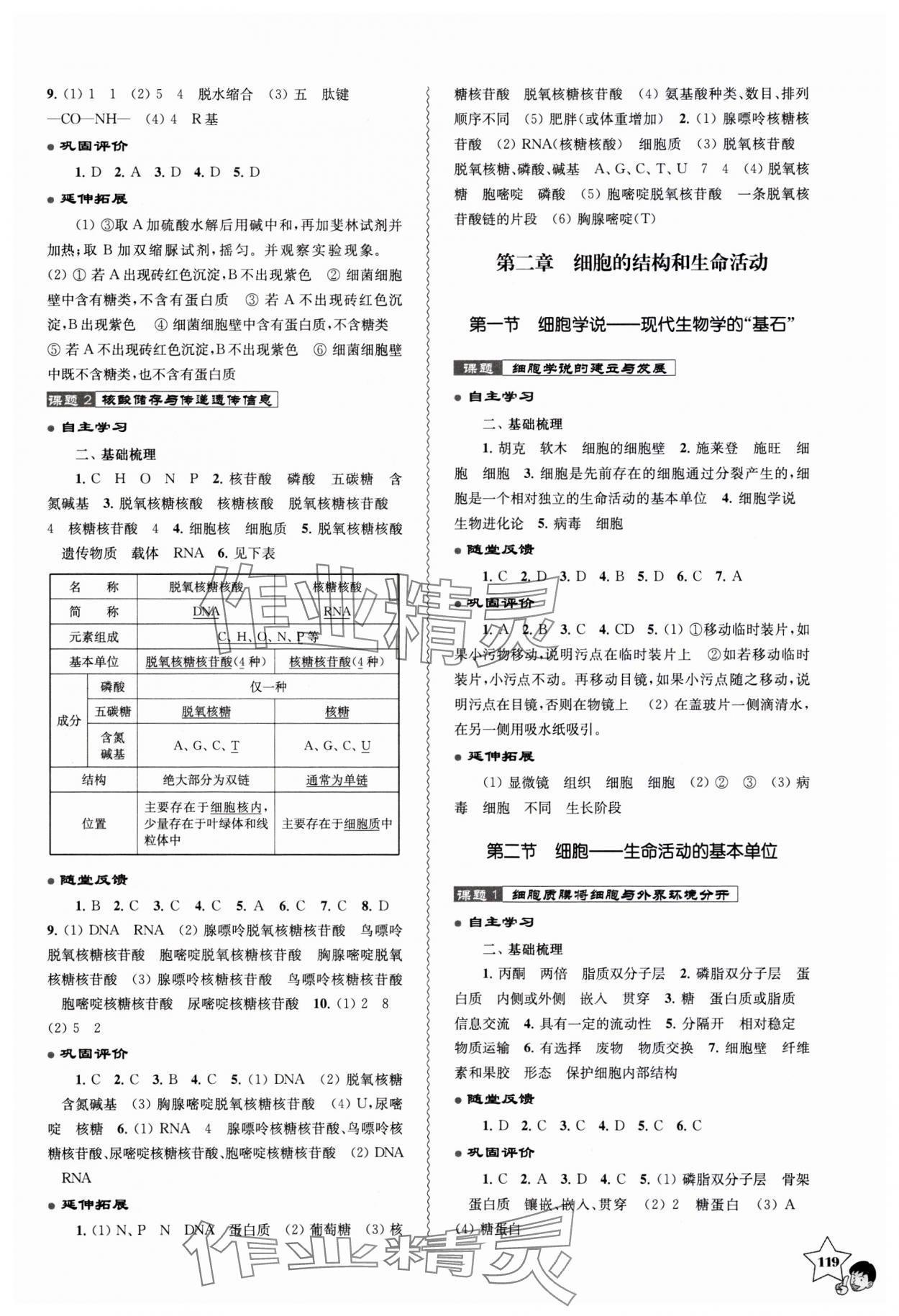 2023年學(xué)習(xí)與評(píng)價(jià)江蘇教育出版社高中生物必修1分子與細(xì)胞蘇教版 參考答案第2頁