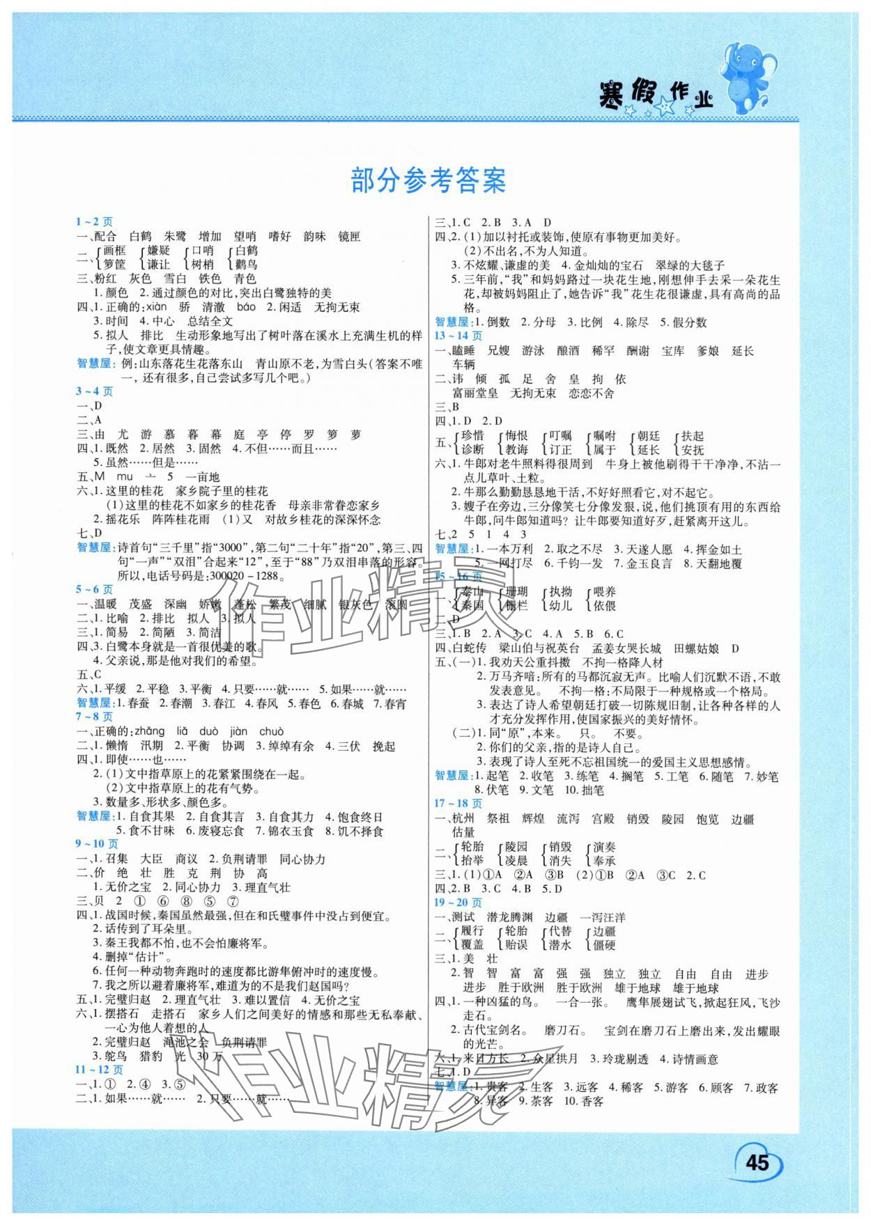 2025年新锐图书假期园地寒假作业五年级语文人教版 第1页