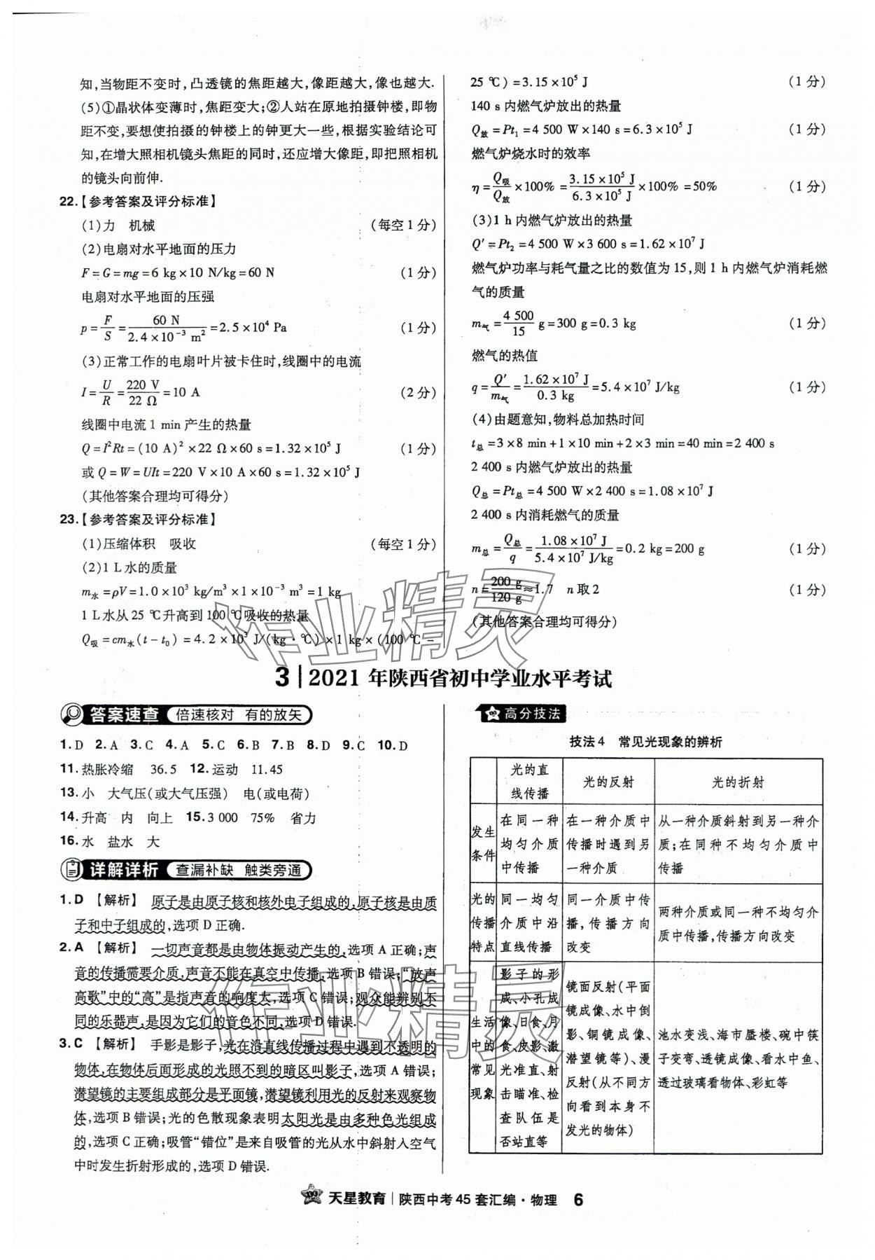 2024年金考卷45套匯編物理陜西專版 參考答案第6頁