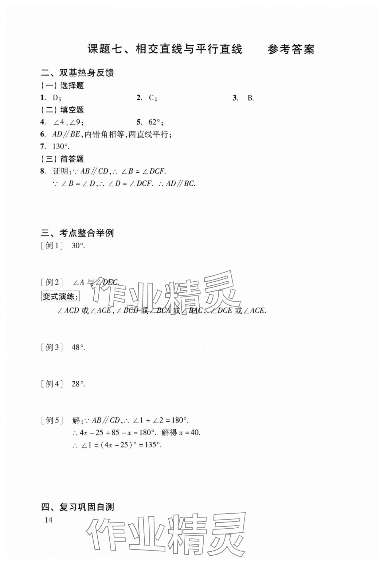 2024年初中数学复习点要&nbsp;参考答案第14页