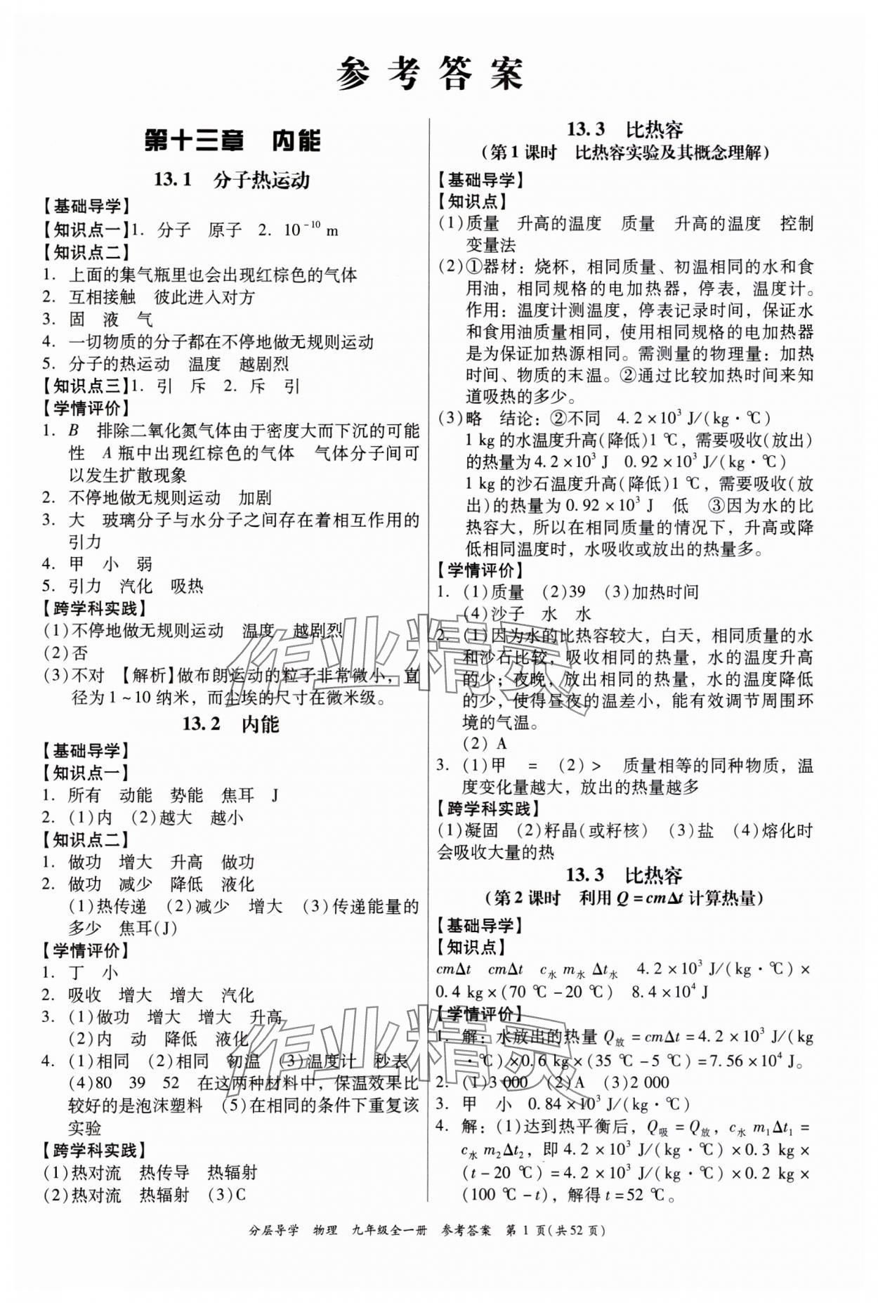 2023年分層導學九年級物理全一冊人教版 第1頁
