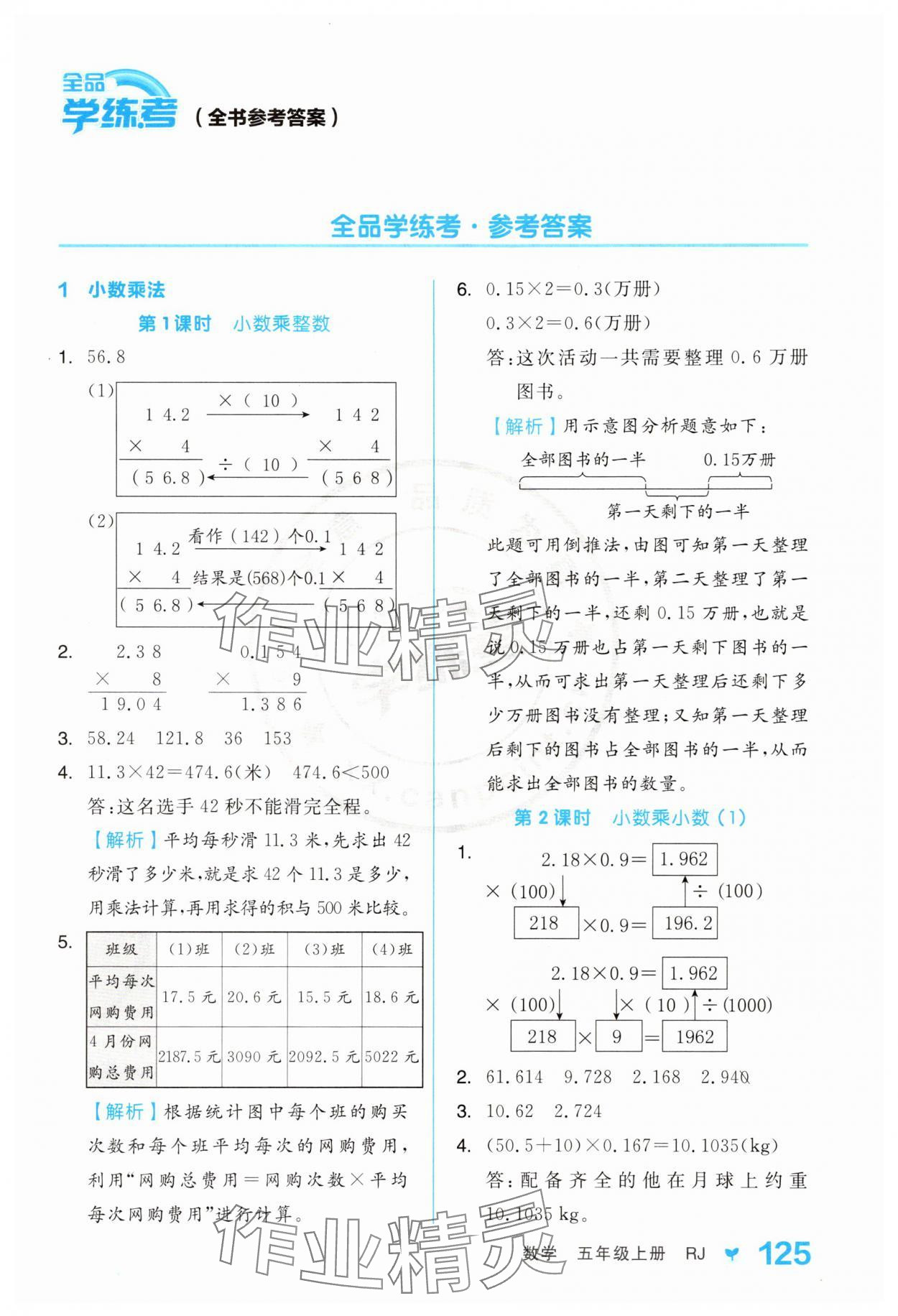 2025年全品学练考五年级数学上册人教版 第1页