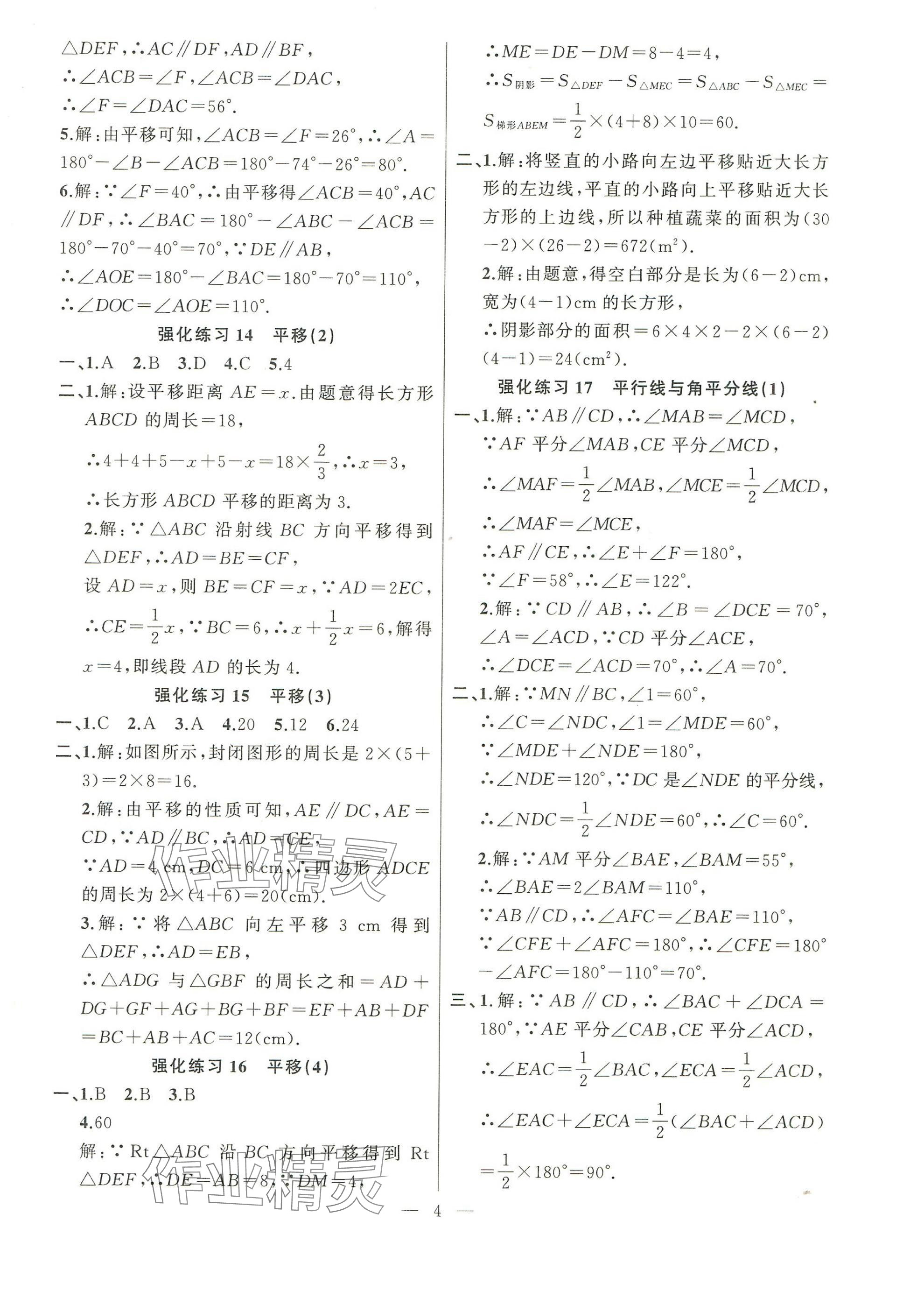 2025年高手點題計算攻略七年級數學下冊人教版 參考答案第4頁