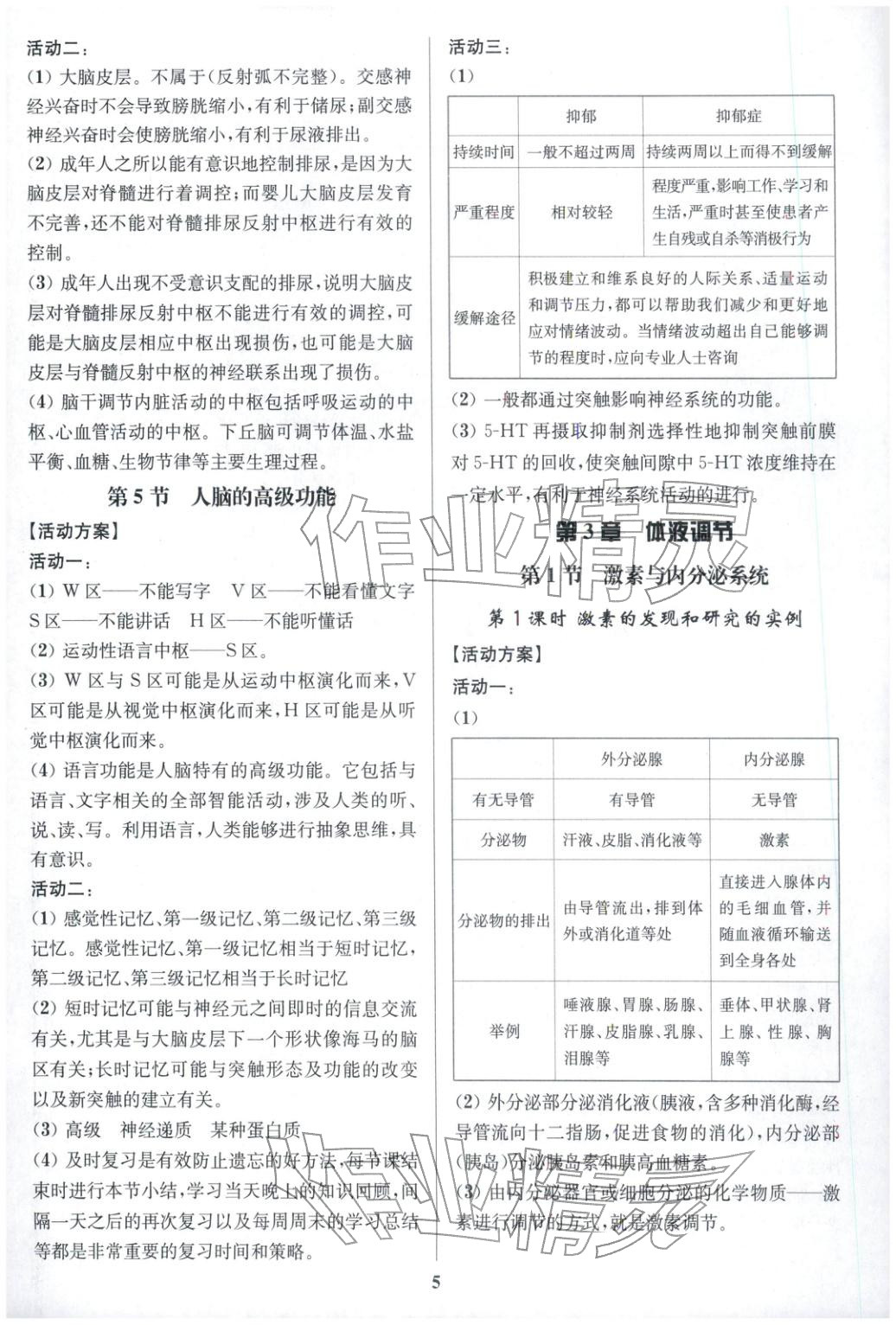 2025年活动单导学课程高中生物选择性必修第一册人教版&nbsp;第5页