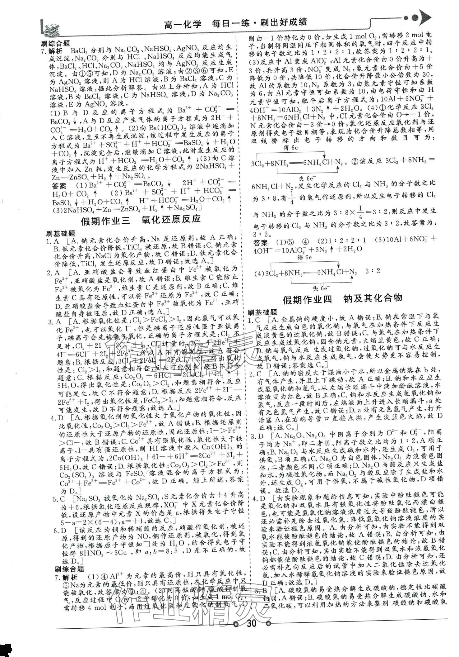 2024年假期作业过好假期每一天高一化学 第2页