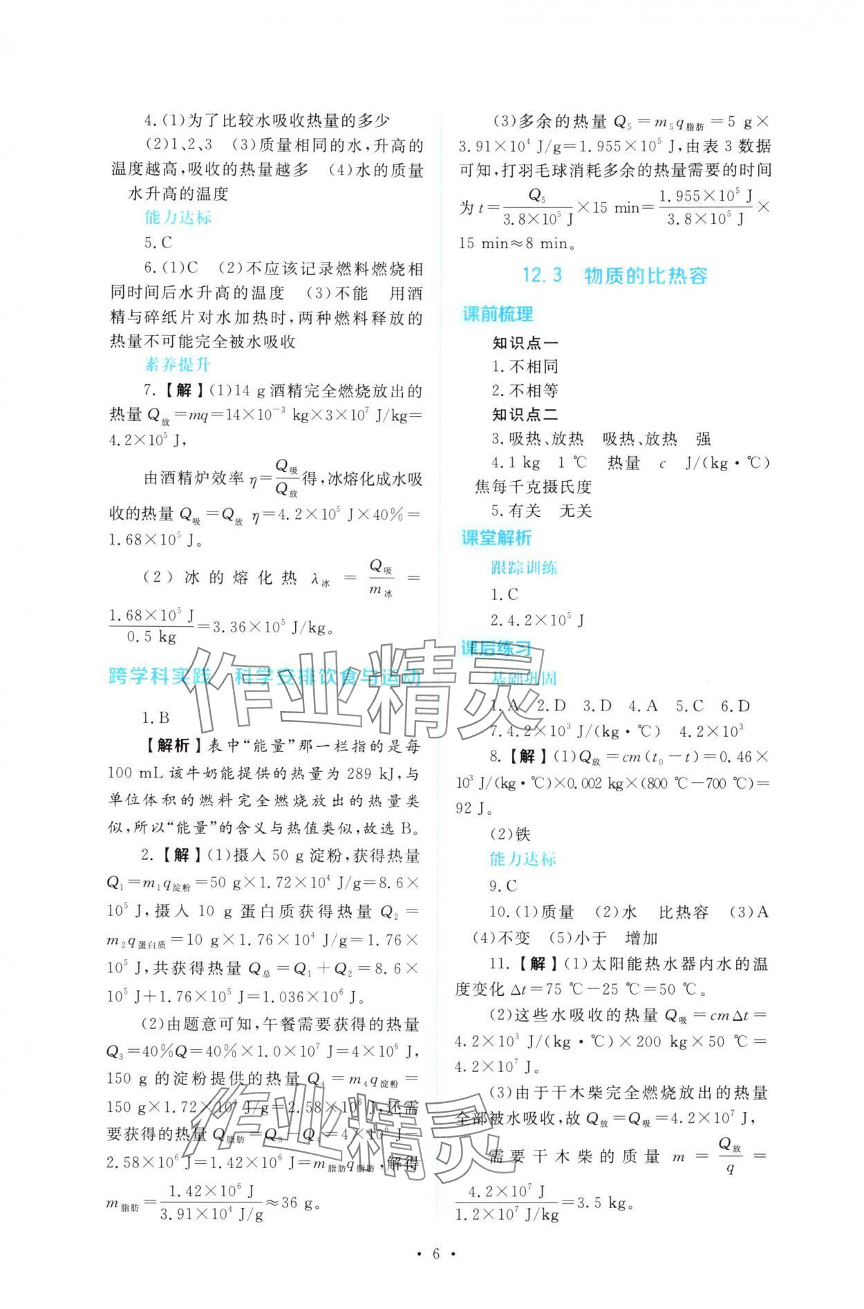 2025年金版学案同步优学智慧作业九年级物理上册沪粤版&nbsp;第6页