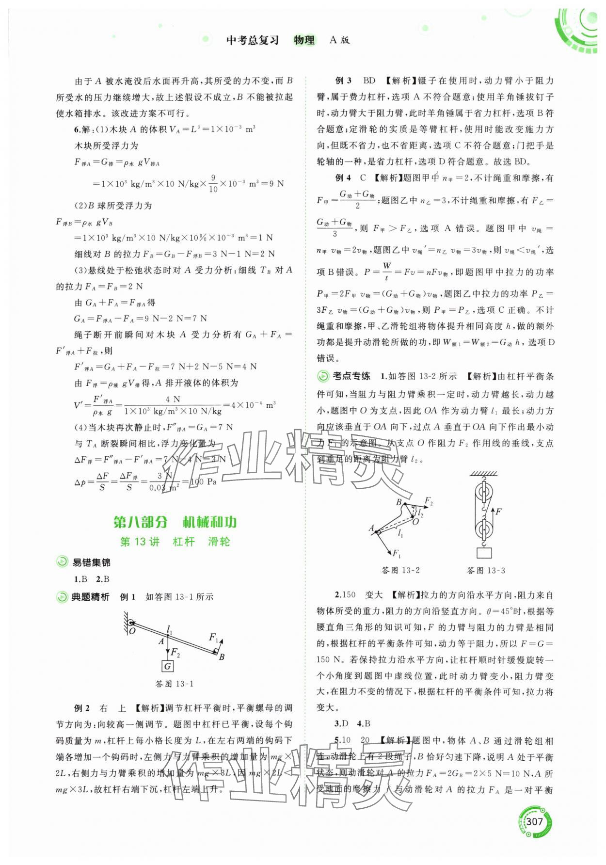 2024年中考先鋒中考總復習物理人教版 參考答案第11頁