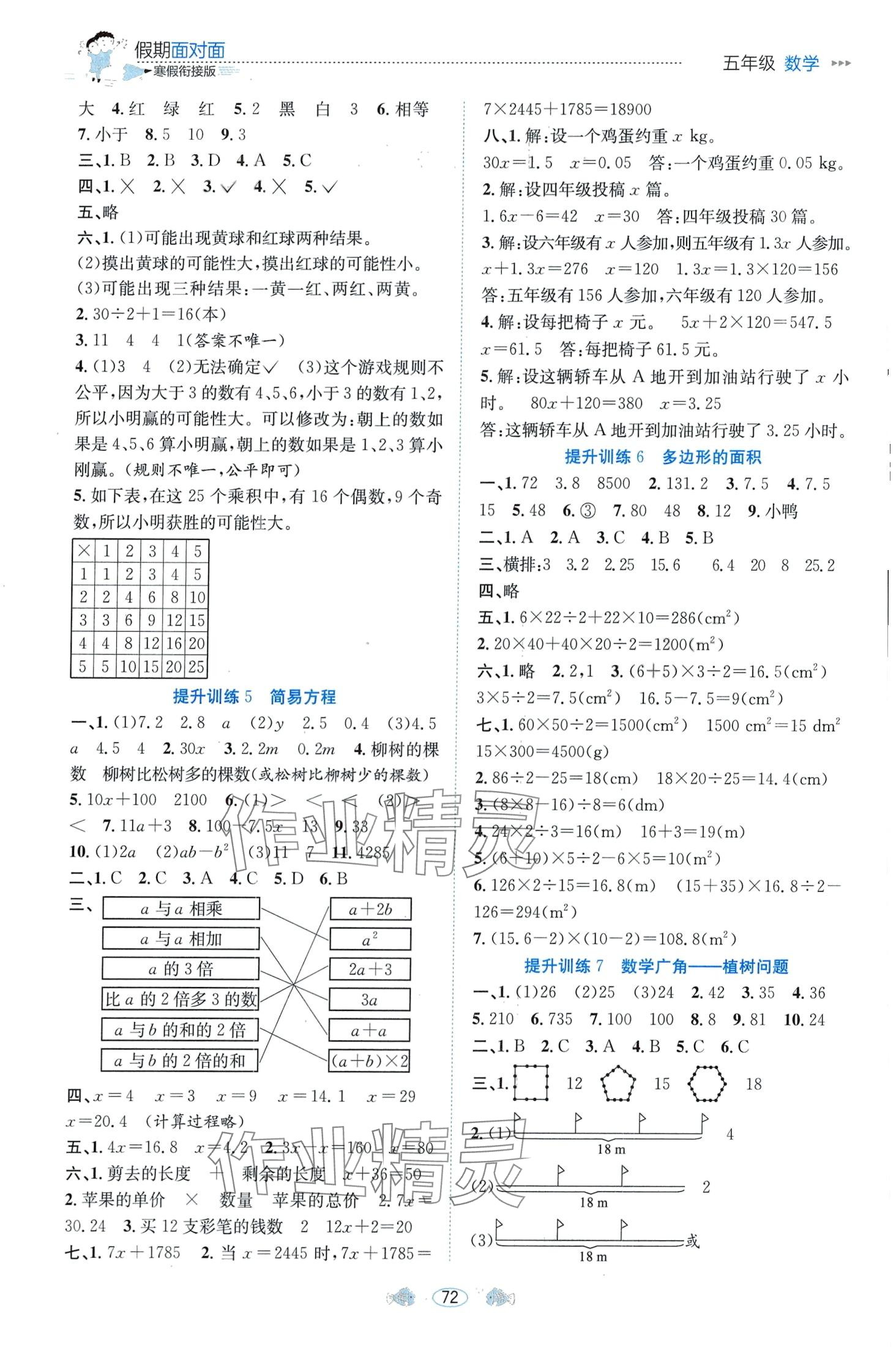 2024年假期面对面南方出版社五年级数学 第2页