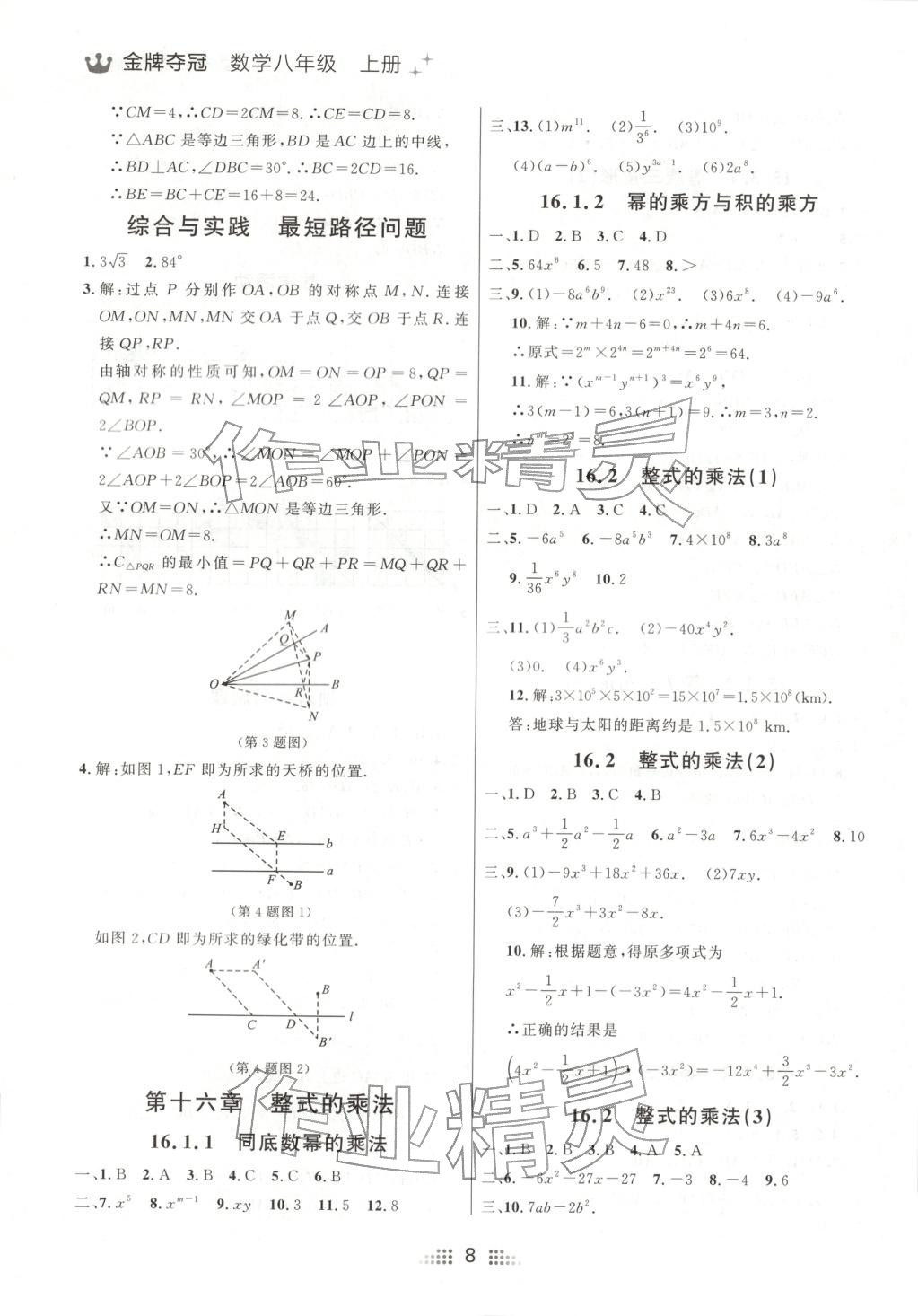2025年点石成金金牌夺冠八年级数学上册人教版辽宁专版 参考答案第8页