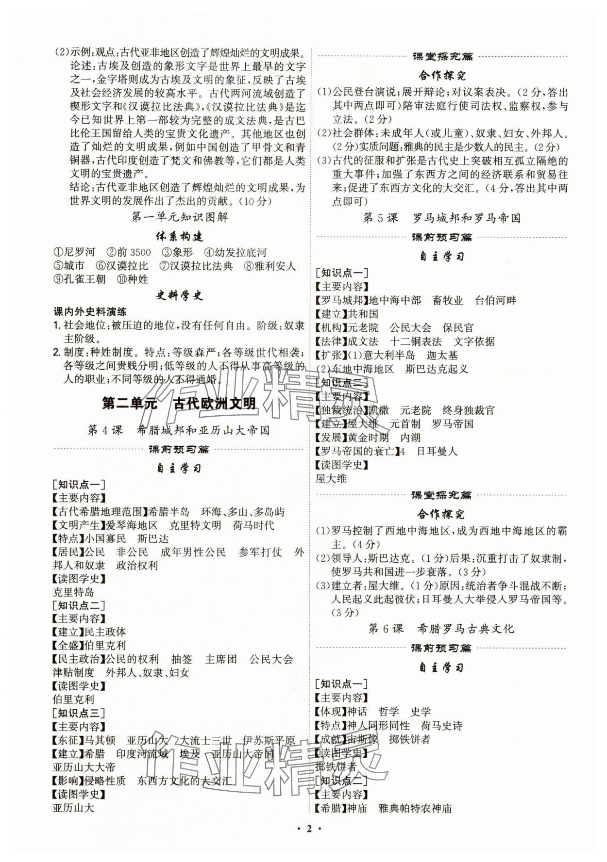 2025年精准同步九年级历史全一册人教版广州专版 第2页