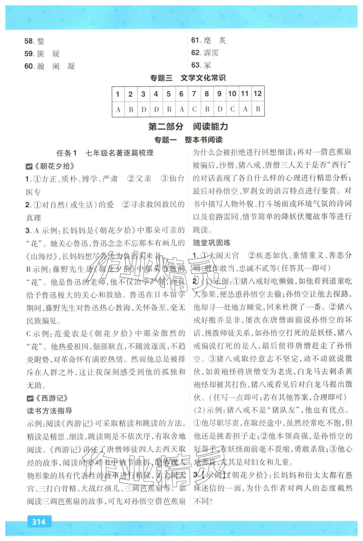 2026年贵州中考一遍过语文人教版&nbsp;参考答案第11页