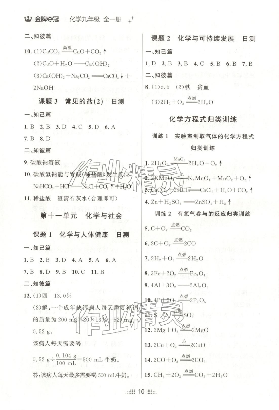 2025年点石成金金牌夺冠九年级化学全一册人教版辽宁专版&nbsp;第10页