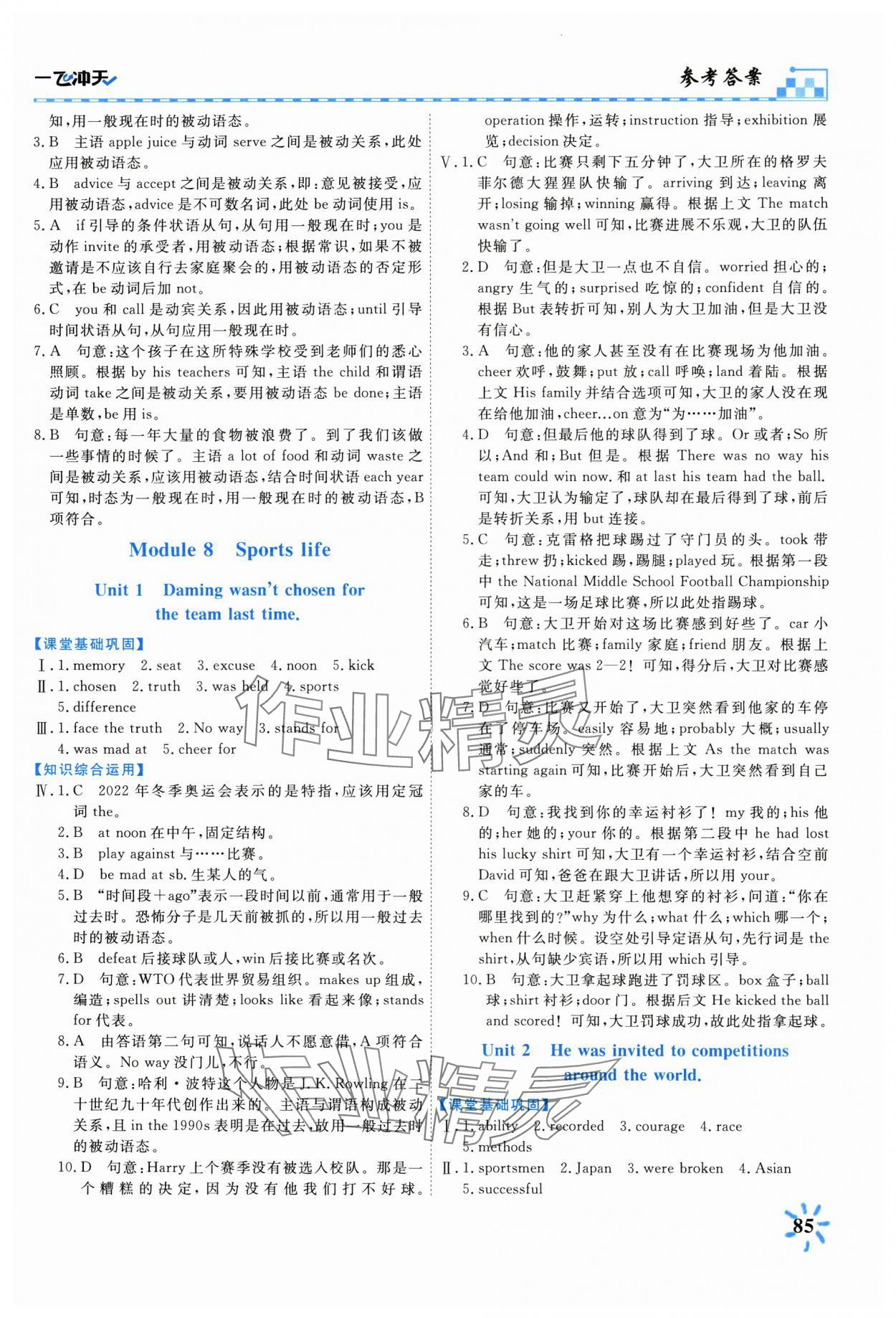 2025年一飛沖天同步訓(xùn)練九年級(jí)英語全一冊(cè)外研版 參考答案第12頁