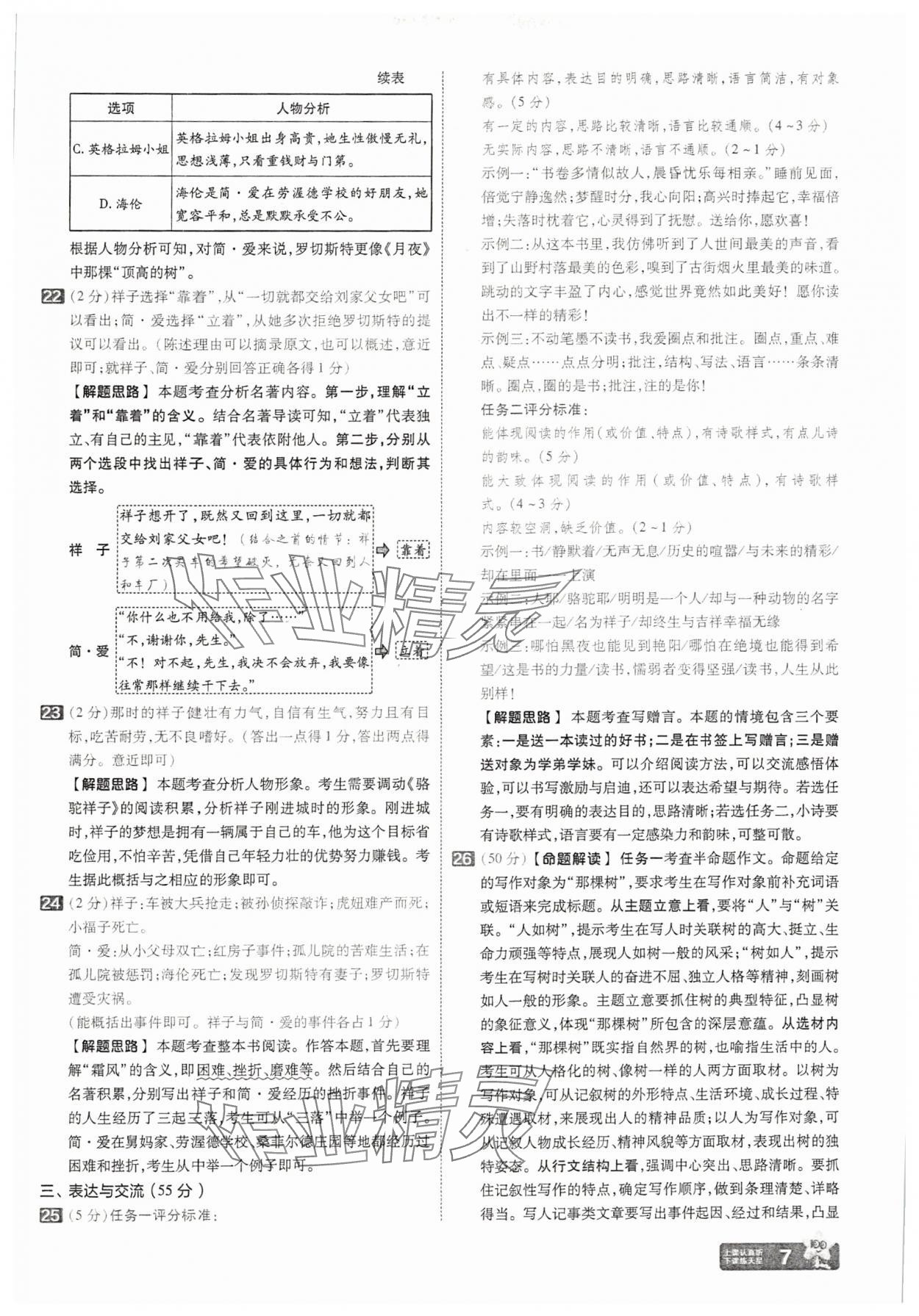 2025年金考卷45套匯編語文湖北專版 參考答案第7頁