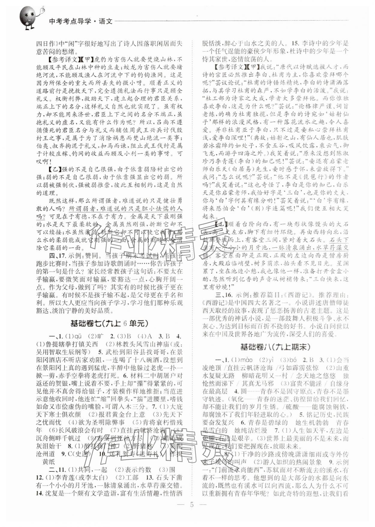 2024年初中語文基礎(chǔ)知識加古詩文中考精練 第5頁