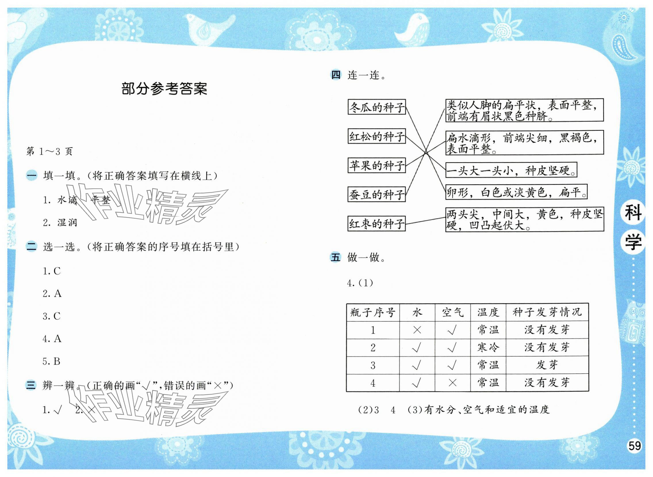 2025年暑假作業(yè)三年級科學蘇教版安徽少年兒童出版社 第1頁