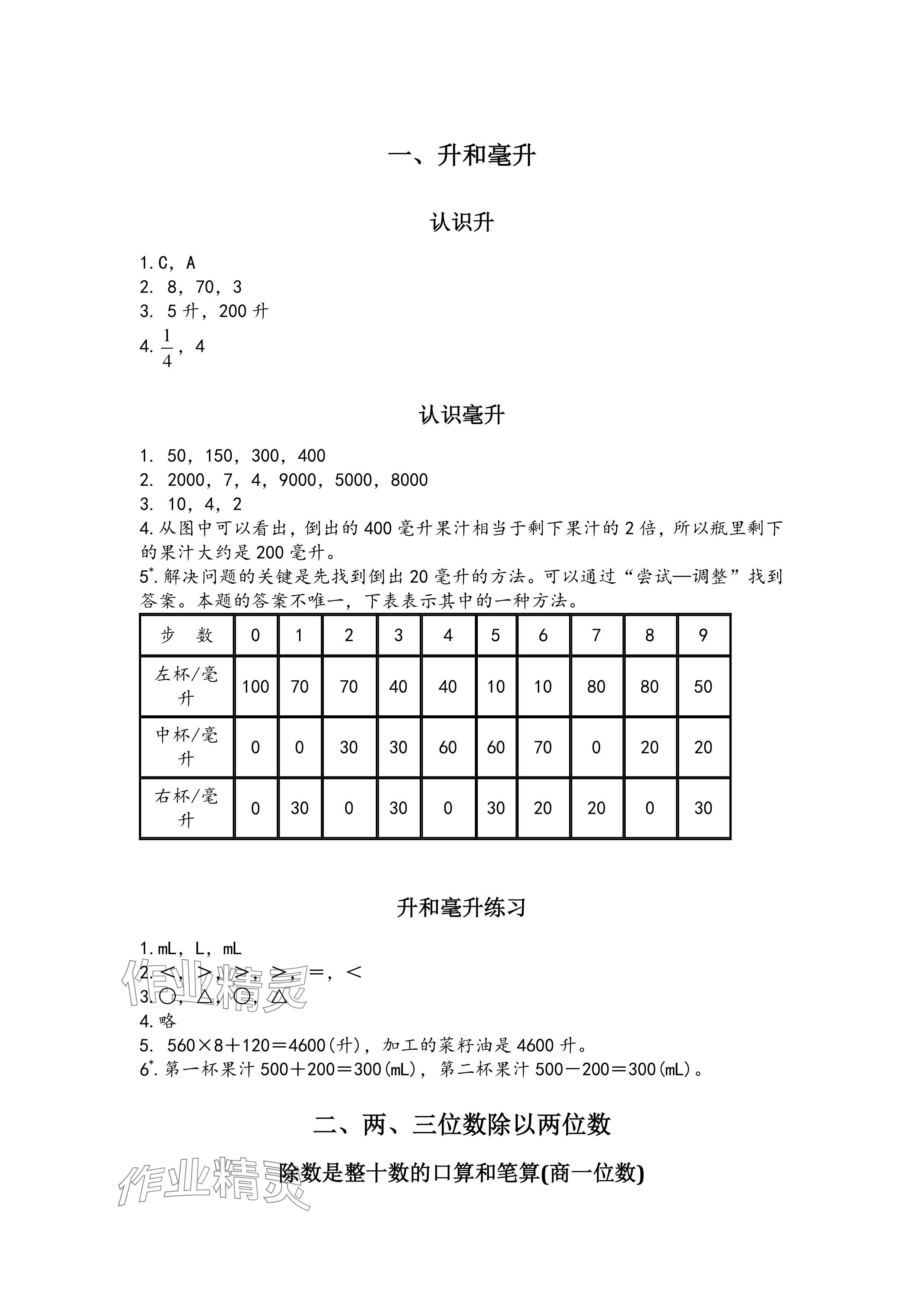 2025年练习与测试四年级数学上册苏教版彩色版 参考答案第1页