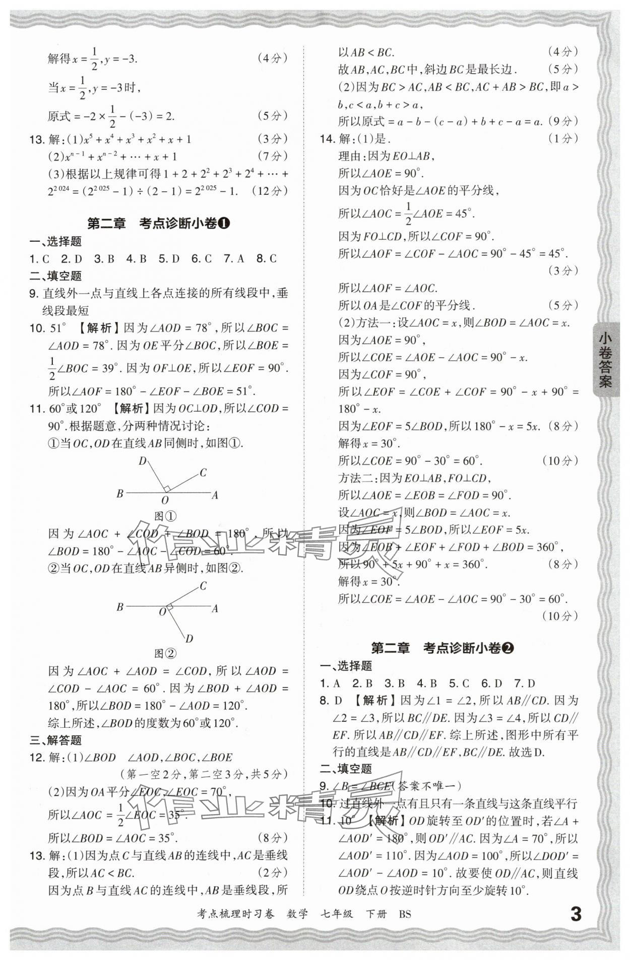 2024年王朝霞考点梳理时习卷七年级数学下册北师大版 第3页