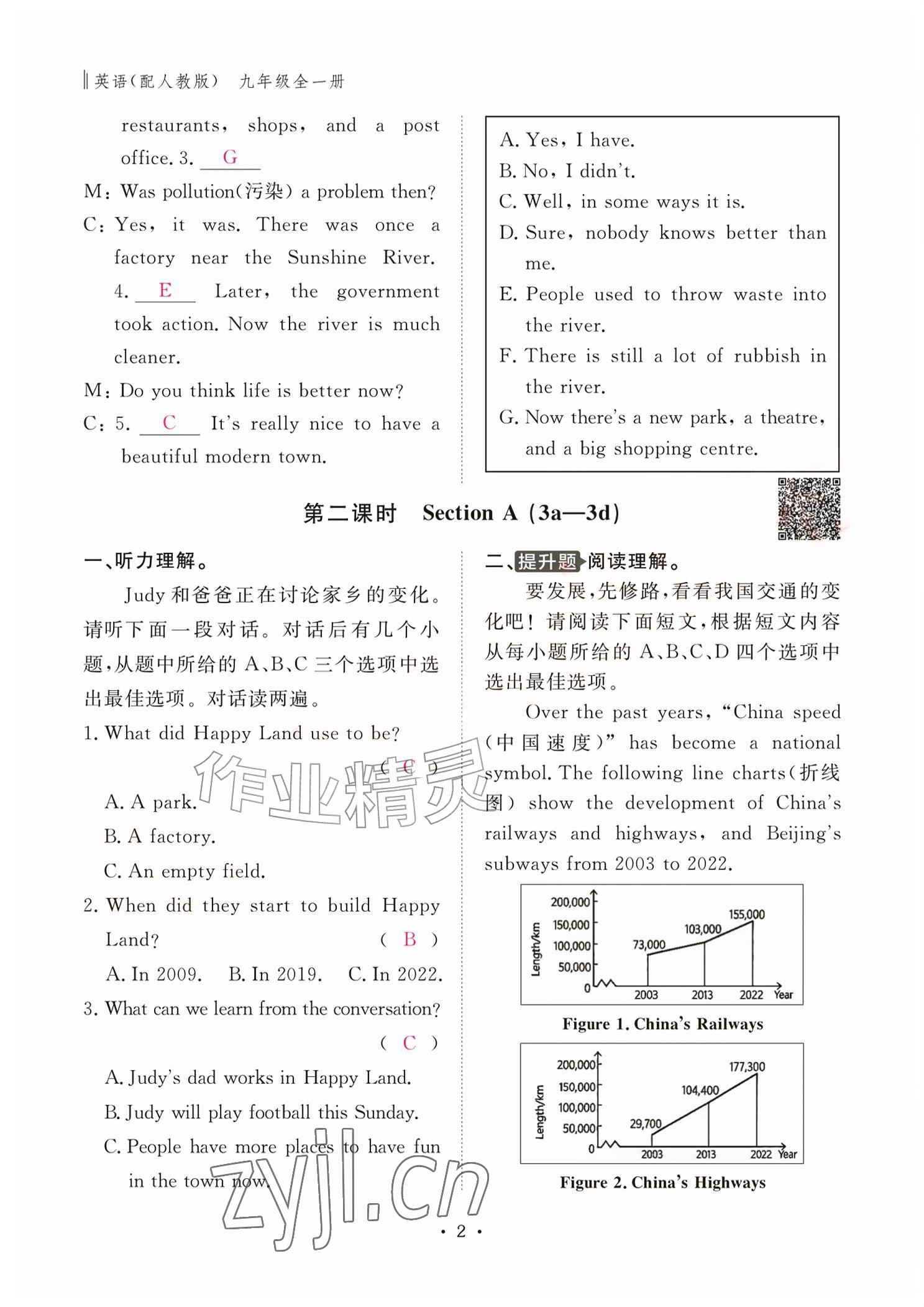 2026年作业本江西教育出版社九年级英语全一册人教版&nbsp;参考答案第2页