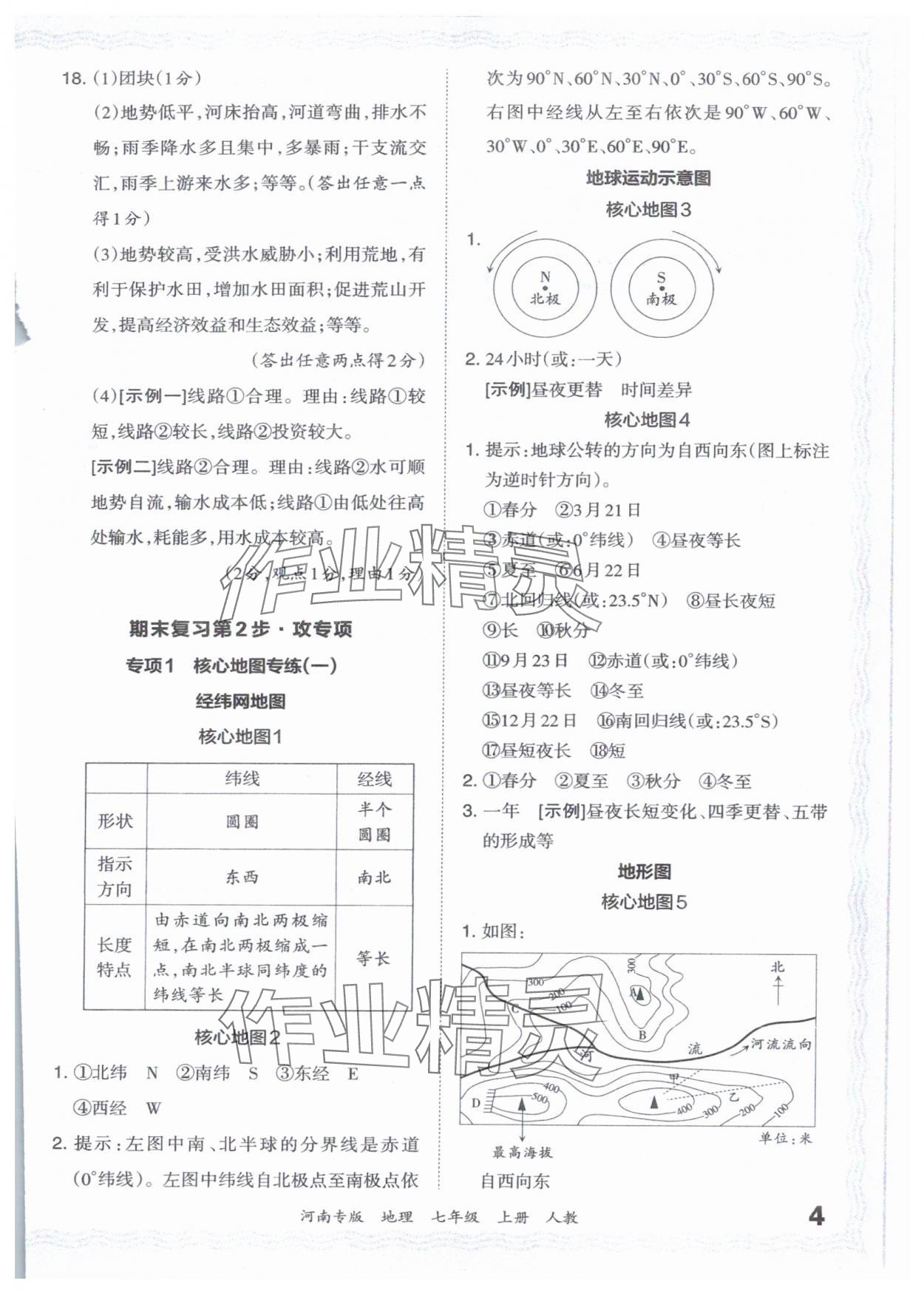 2023年王朝霞各地期末试卷精选七年级地理上册人教版河南专版 参考答案第4页