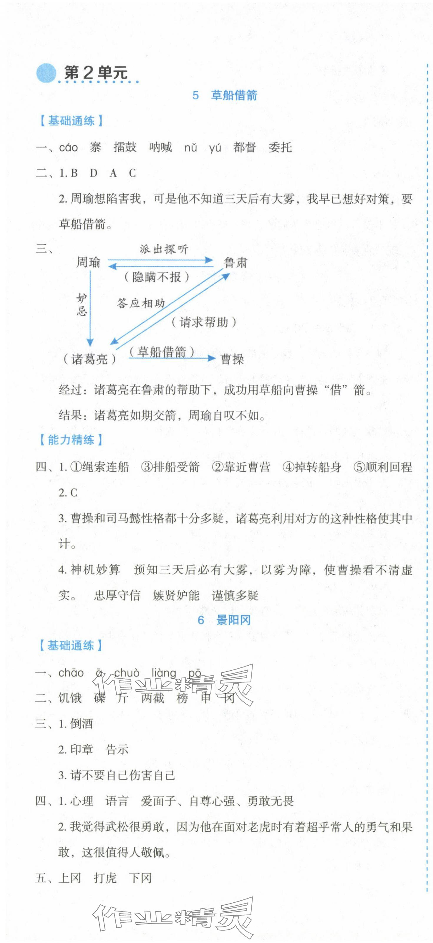 2024年優(yōu)秀生作業(yè)本五年級語文下冊人教版 參考答案第4頁