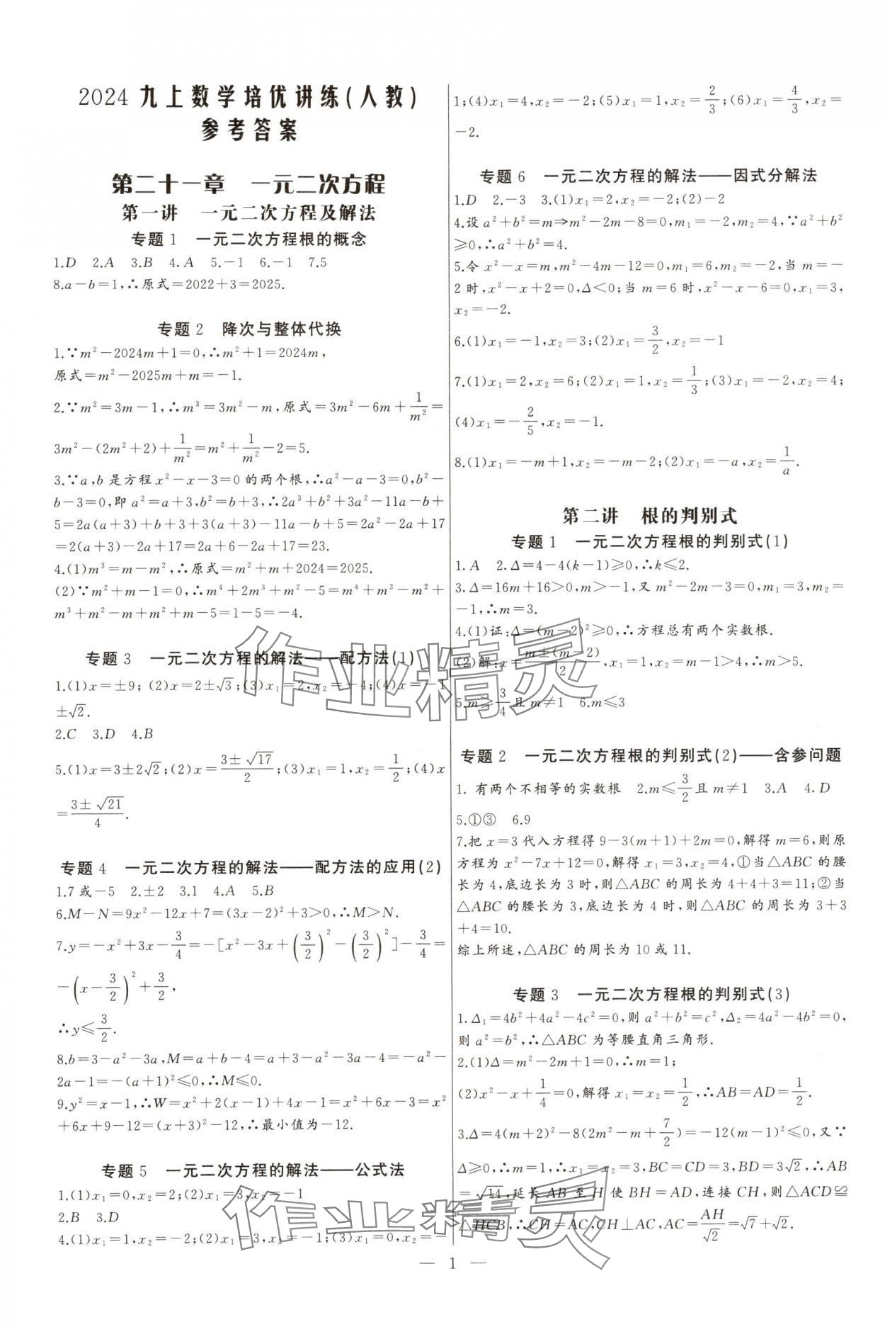 2024年新课堂新观察培优讲练九年级数学全一册人教版 第1页