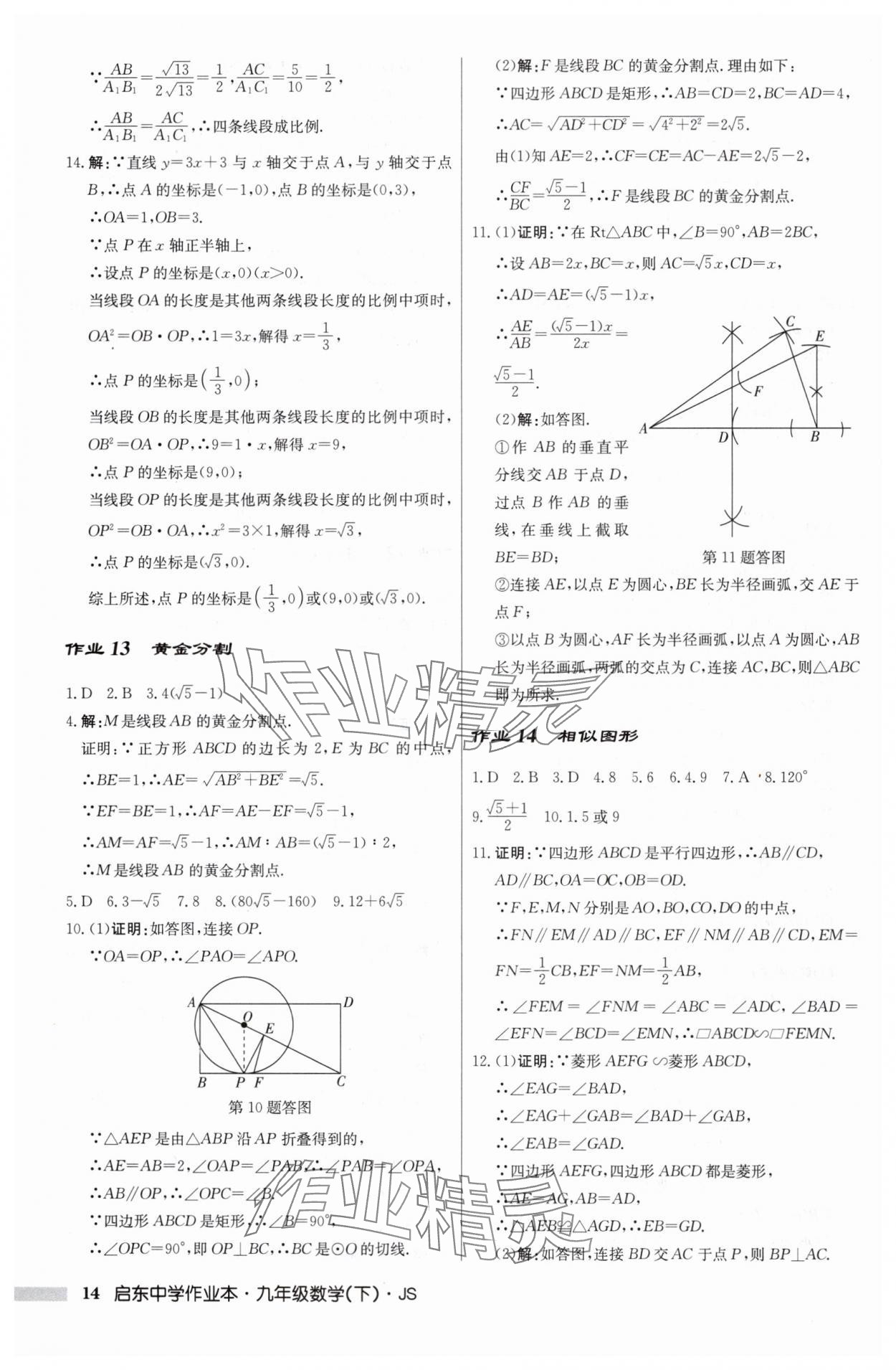 2025年启东中学作业本九年级数学下册苏科版 第14页