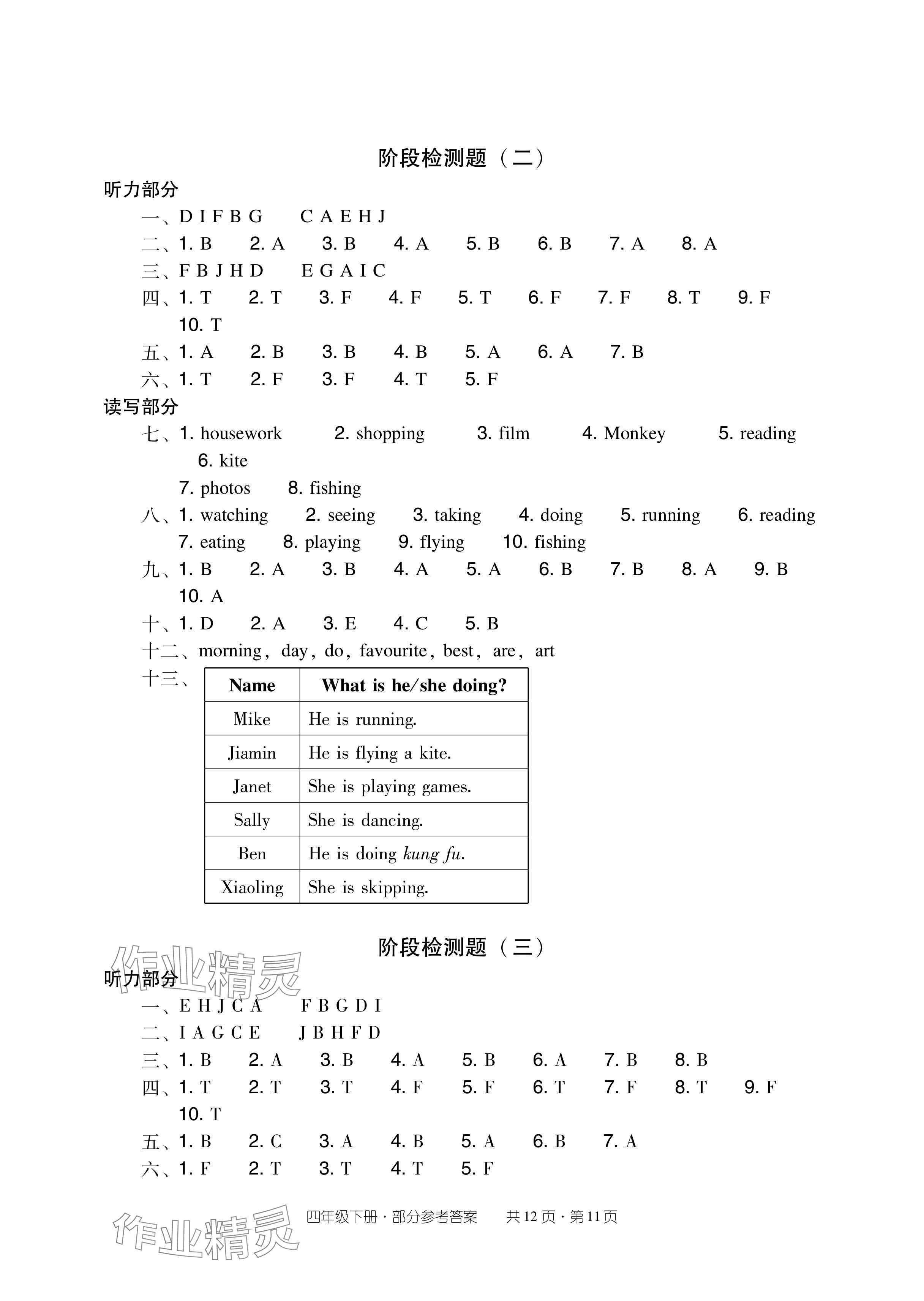 2024年雙基同步導(dǎo)學(xué)導(dǎo)練四年級英語下冊教科版廣州專版 參考答案第11頁