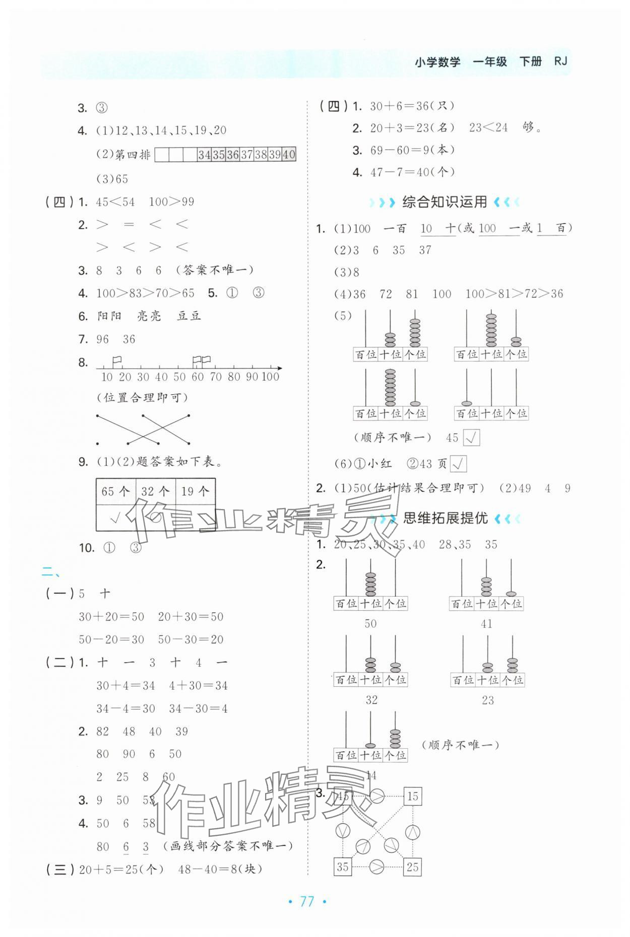 2025年53單元?dú)w類復(fù)習(xí)一年級(jí)數(shù)學(xué)下冊(cè)人教版 第3頁(yè)