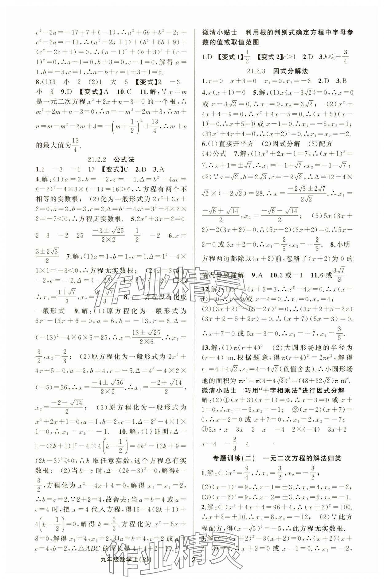 2025年四清导航九年级数学上册人教版河南专版 第2页