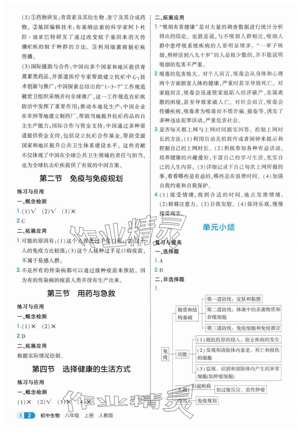 2025年教材课本八年级生物上册人教版 参考答案第2页