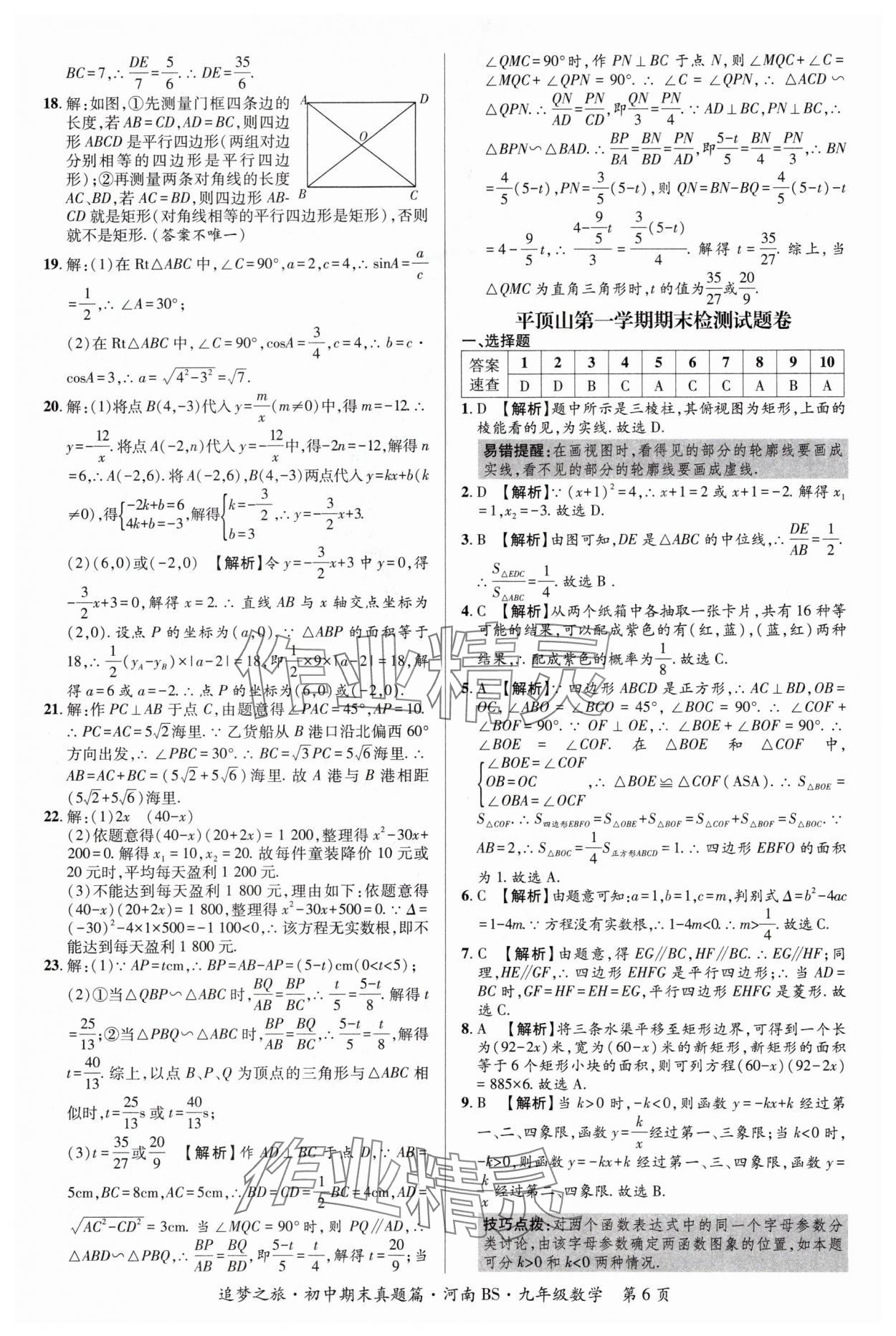 2024年追夢(mèng)之旅中考真題精編九年級(jí)數(shù)學(xué)全一冊(cè)北師大版河南專(zhuān)版 參考答案第6頁(yè)