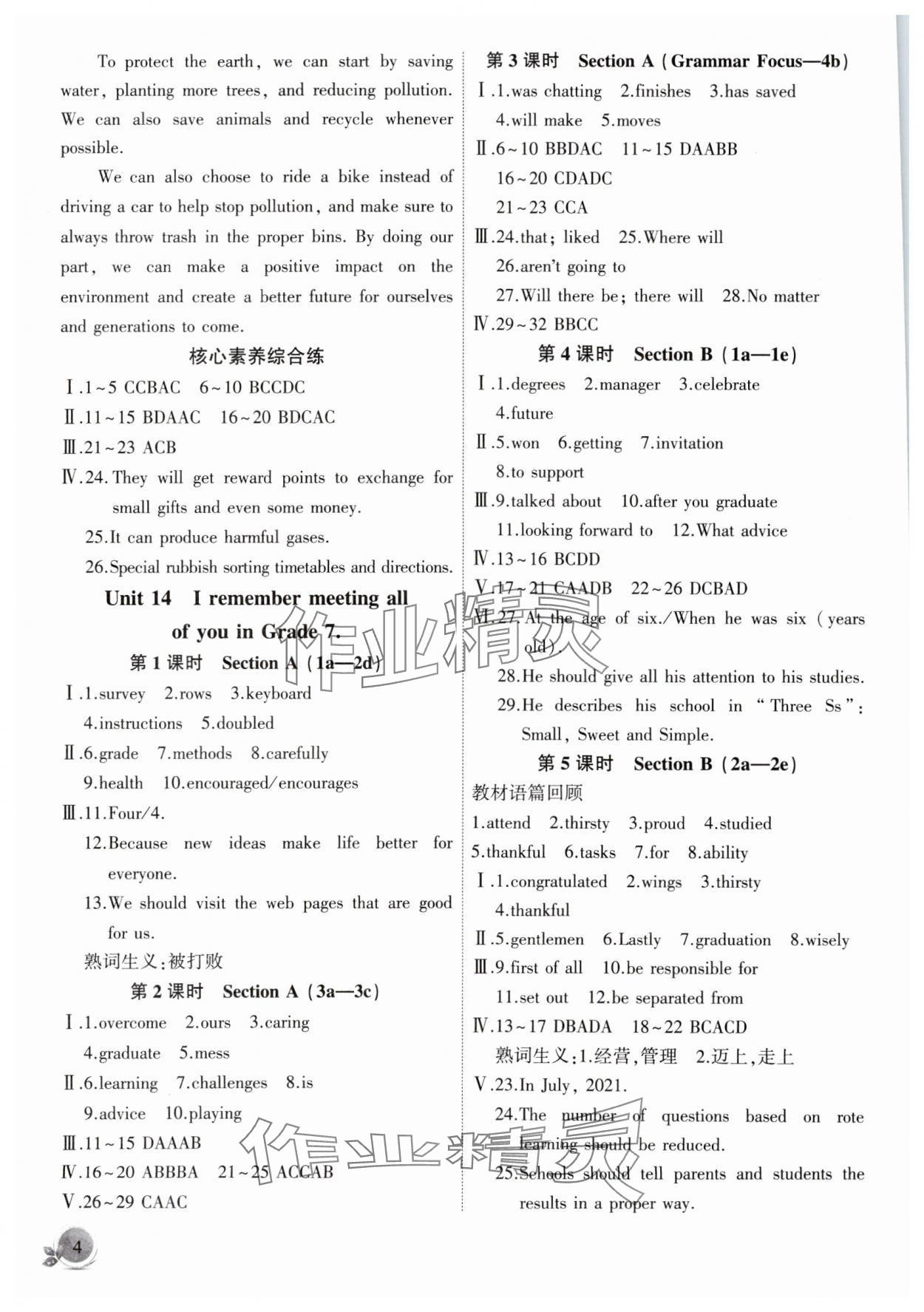 2025年創(chuàng)新課堂創(chuàng)新作業(yè)本九年級英語下冊人教版 參考答案第4頁