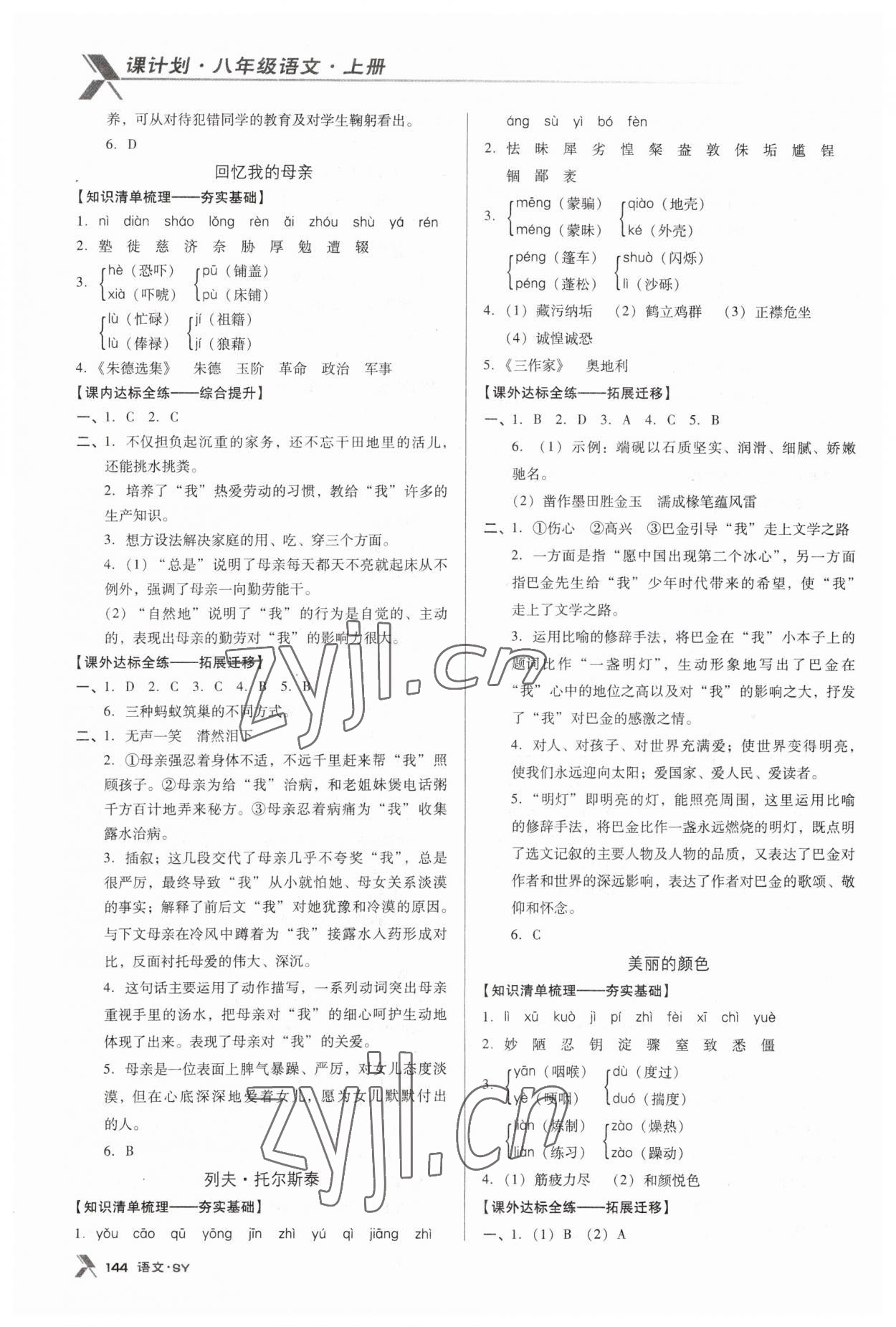 2023年全优点练课计划八年级语文上册人教版 第4页