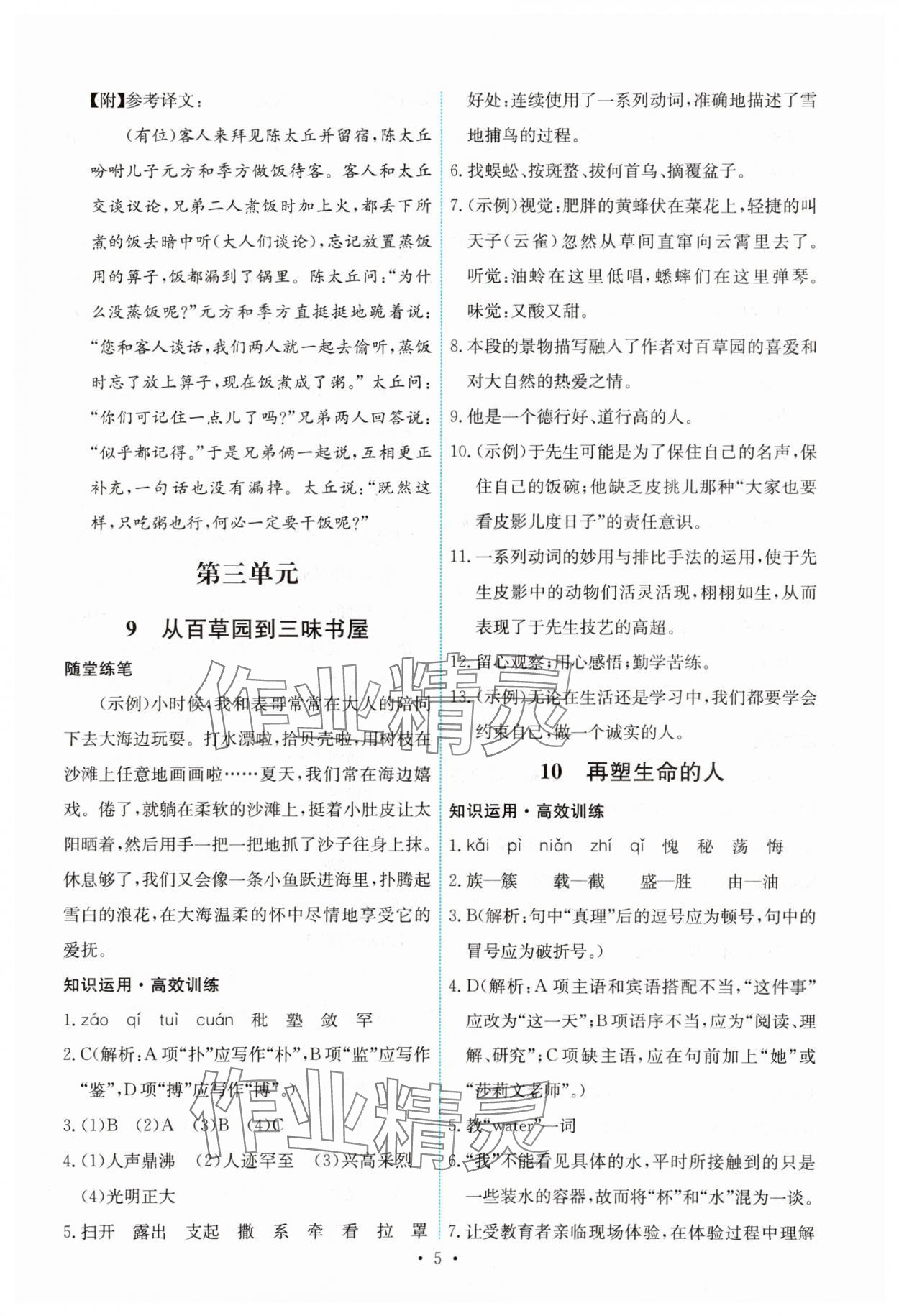 2023年能力培養(yǎng)與測試七年級語文上冊人教版湖南專版 第5頁