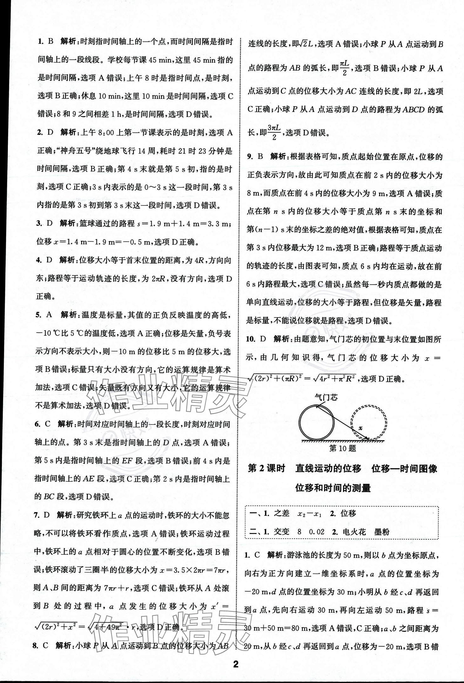 2023年通城學(xué)典課時(shí)作業(yè)本高中物理必修第一冊(cè)人教版 參考答案第4頁(yè)