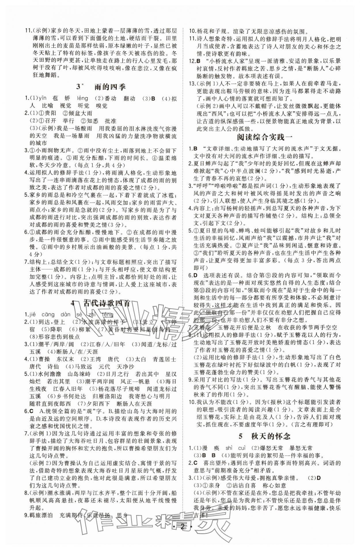 2025年一本同步训练七年级语文上册人教版安徽专版 第2页