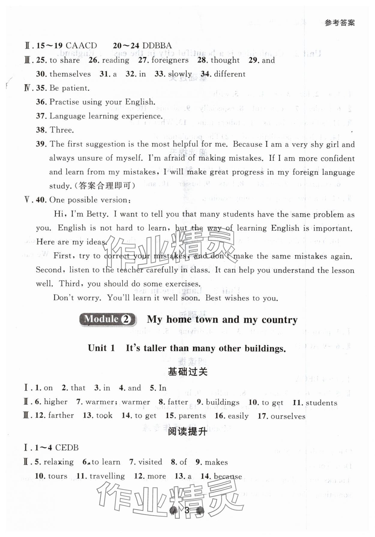 2024年點(diǎn)石成金金牌每課通八年級(jí)英語上冊(cè)外研版遼寧專版 參考答案第3頁