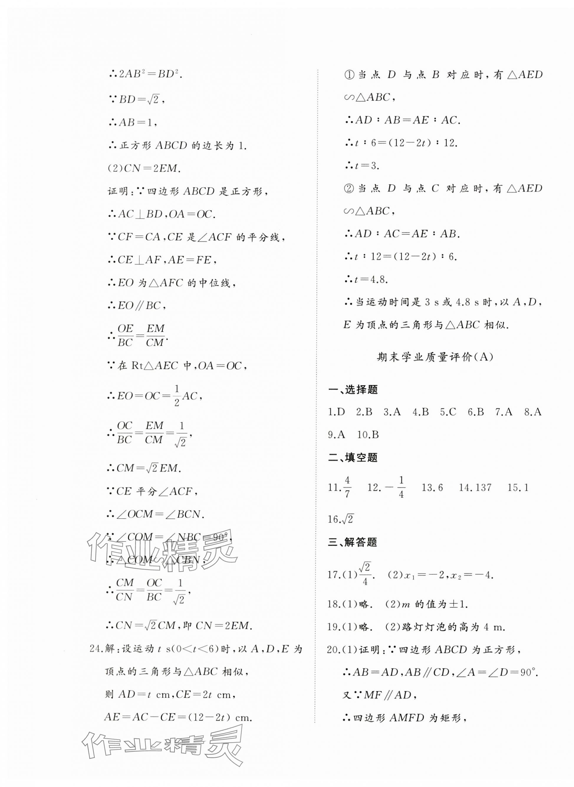 2023年精練課堂分層作業九年級數學上冊北師大版 第9頁
