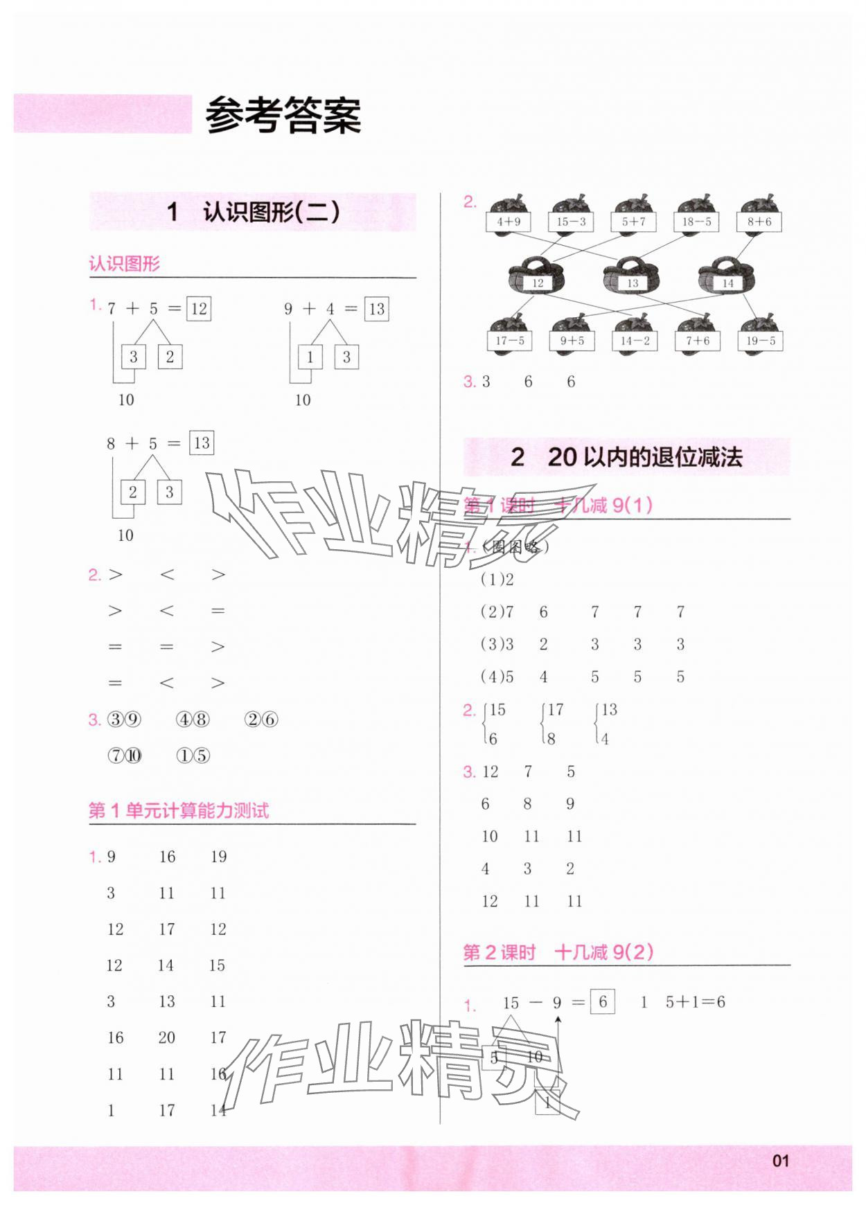 2024年木頭馬計(jì)算小狀元一年級(jí)數(shù)學(xué)下冊(cè)人教版浙江專版 第1頁