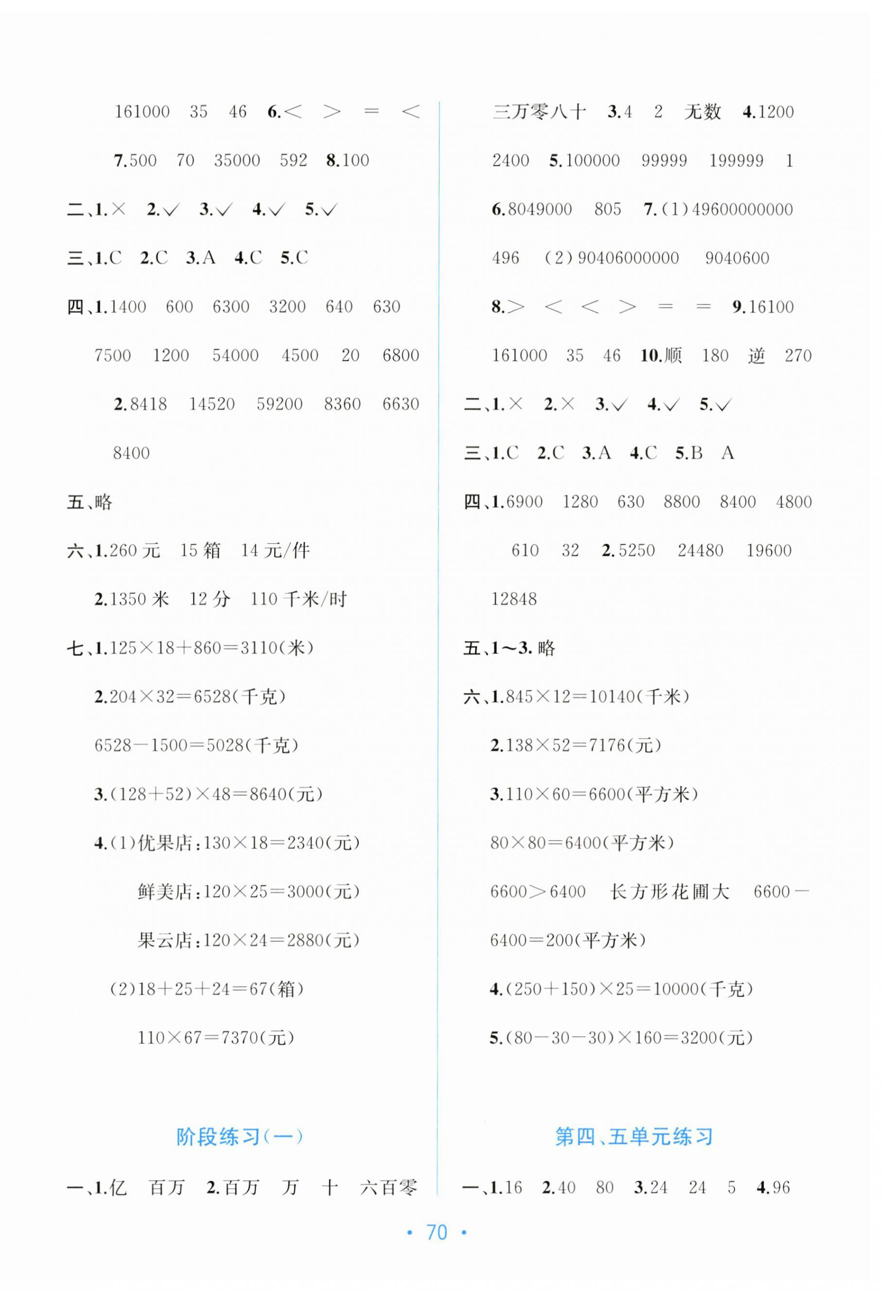 2024年全程檢測單元測試卷四年級數(shù)學下冊蘇教版B 第2頁