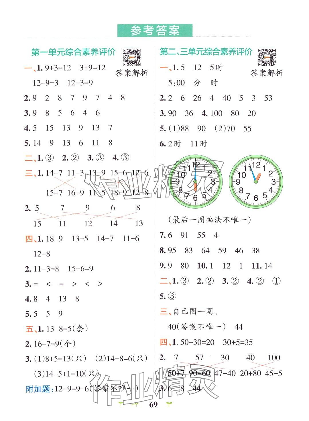 2024年小學學霸沖A卷一年級數學下冊青島版 第1頁