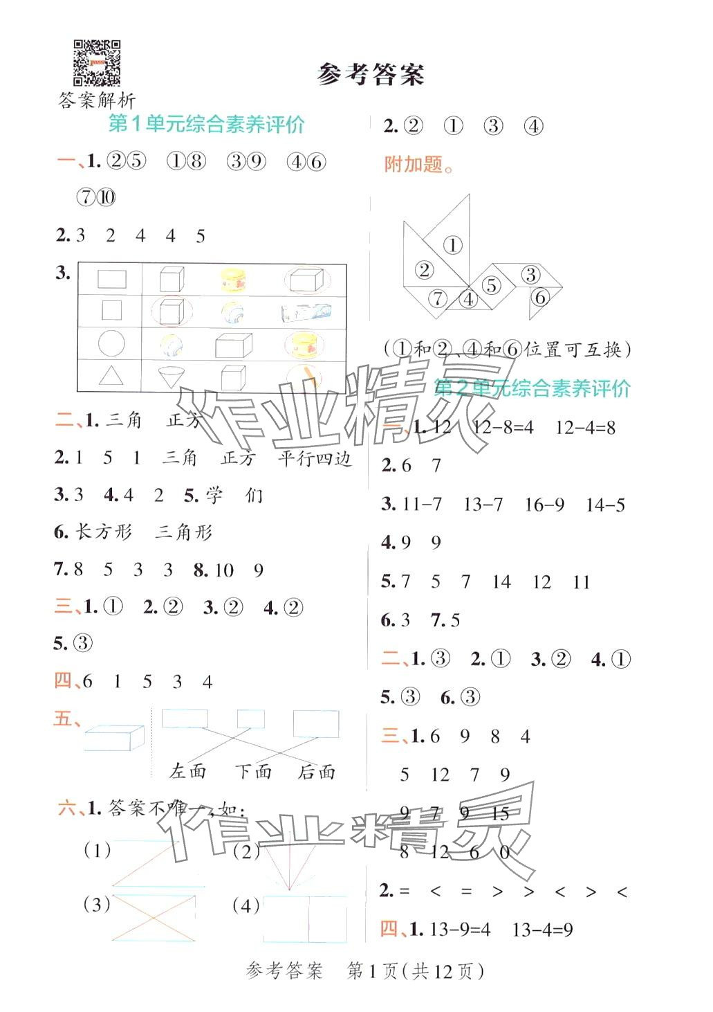 2024年小學(xué)學(xué)霸單元期末標(biāo)準(zhǔn)卷一年級數(shù)學(xué)下冊人教版 第1頁