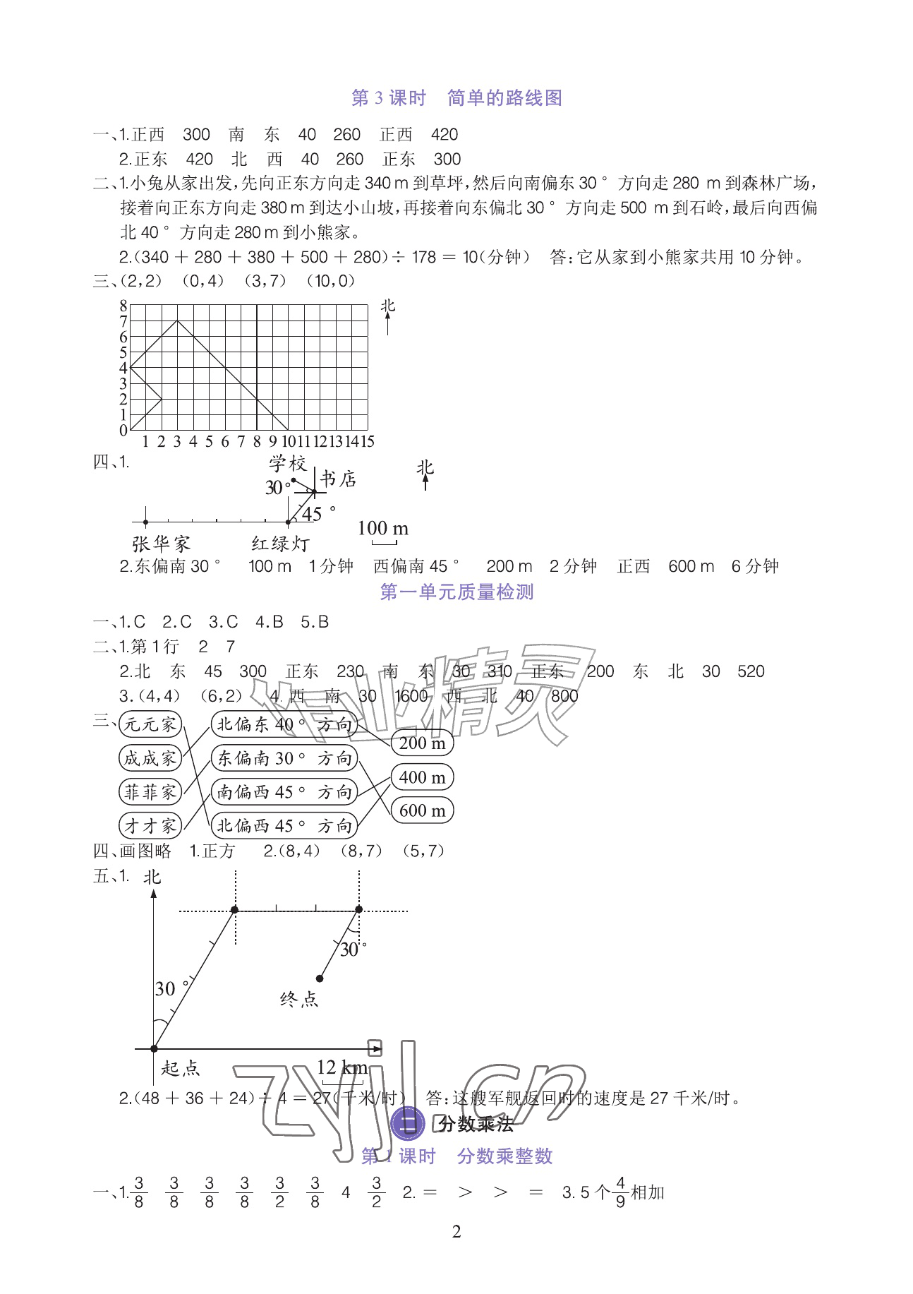 2026年全程培优同步训练六年级数学上册人教版&nbsp;参考答案第2页