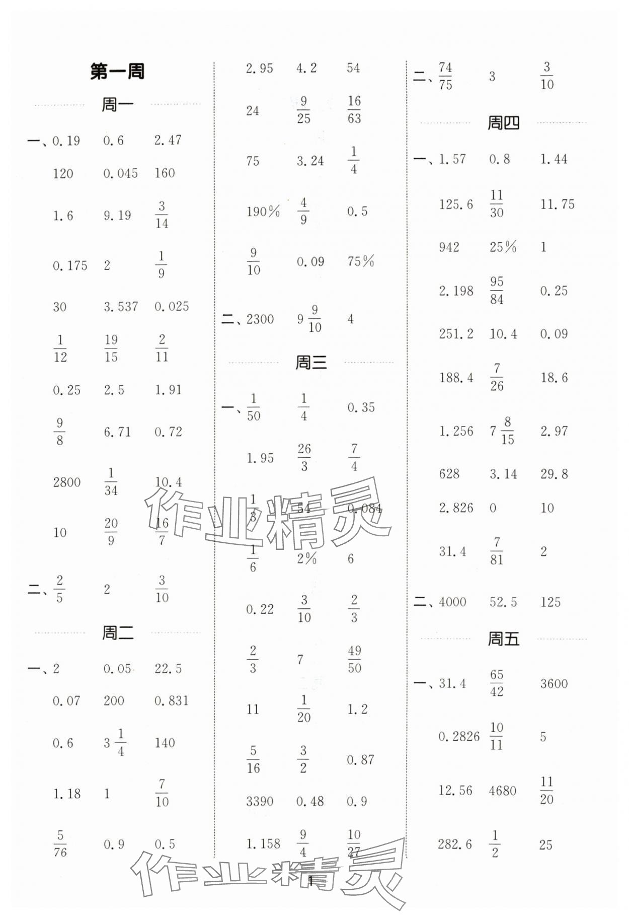 2024年通城学典计算能手六年级数学下册苏教版 第1页