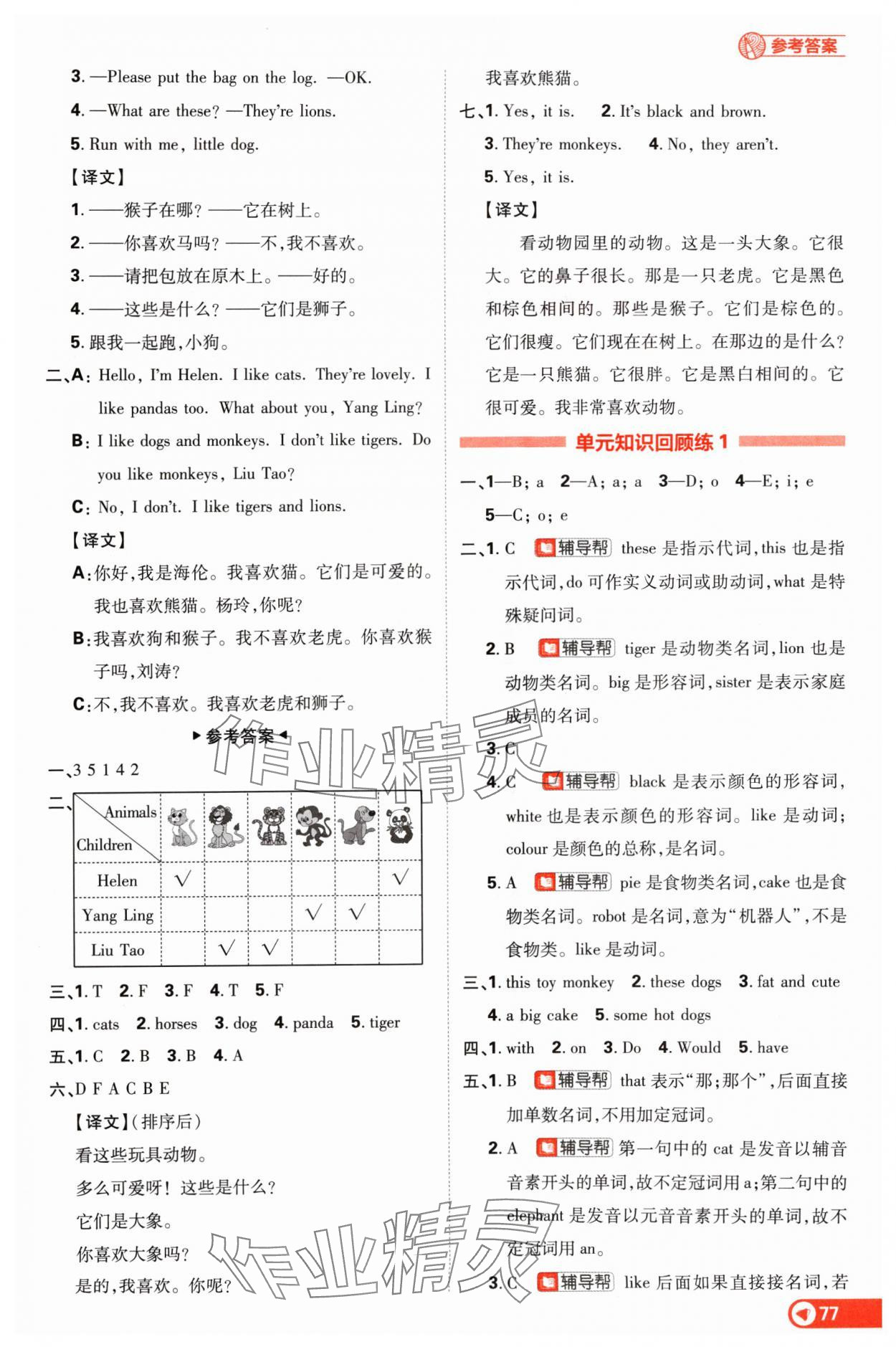 2024年小學(xué)必刷題四年級英語上冊譯林版 參考答案第3頁